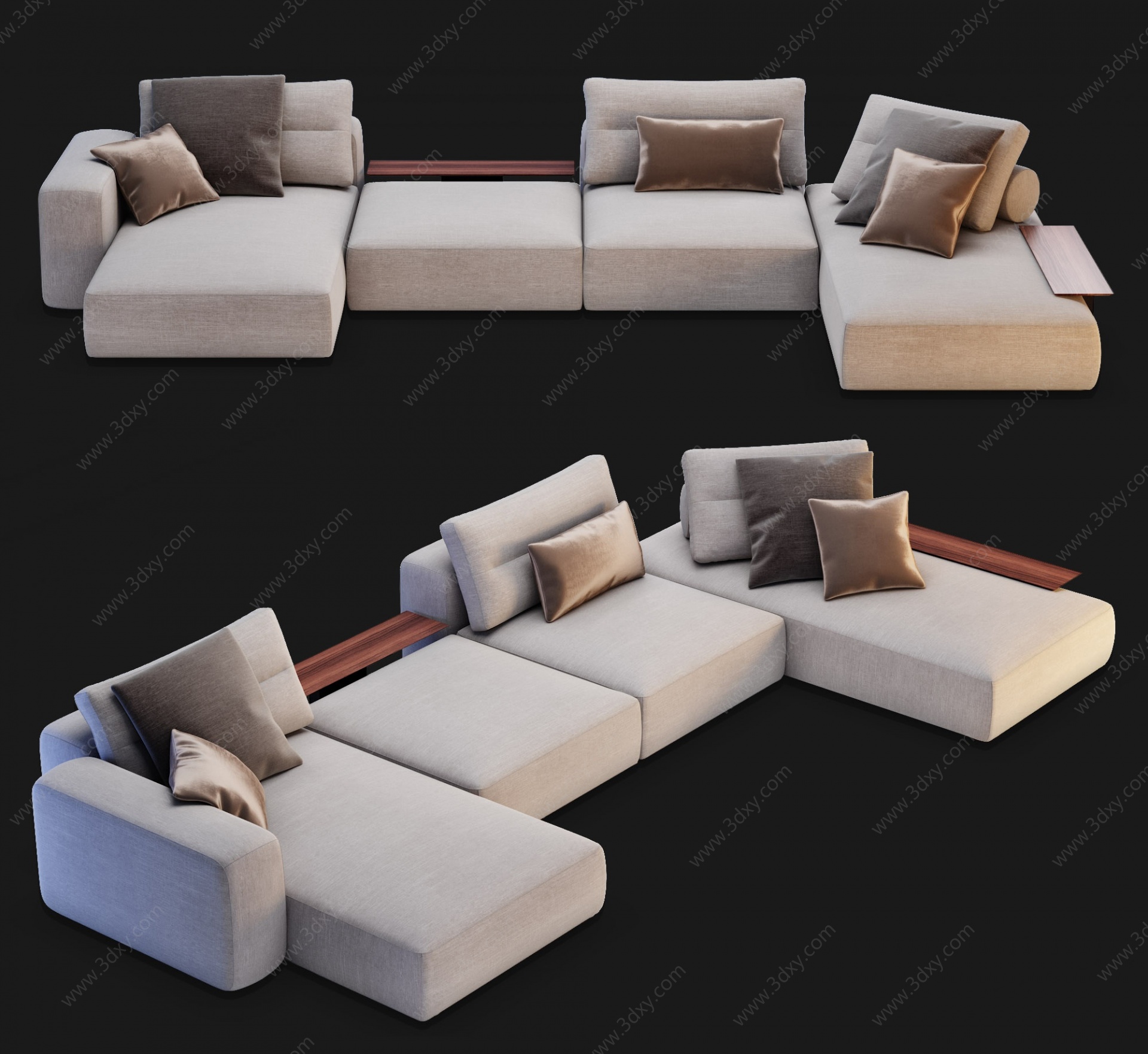 现代简约组合沙发3D模型