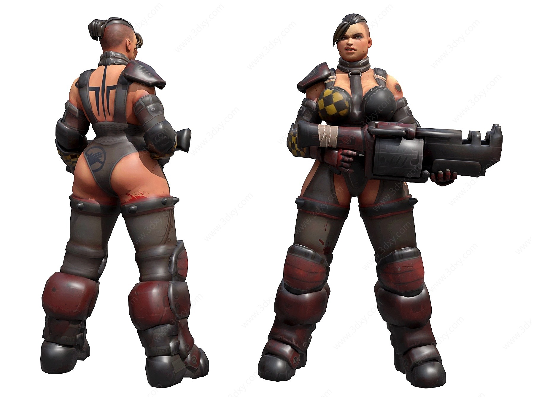 现代游戏角色女战士3D模型