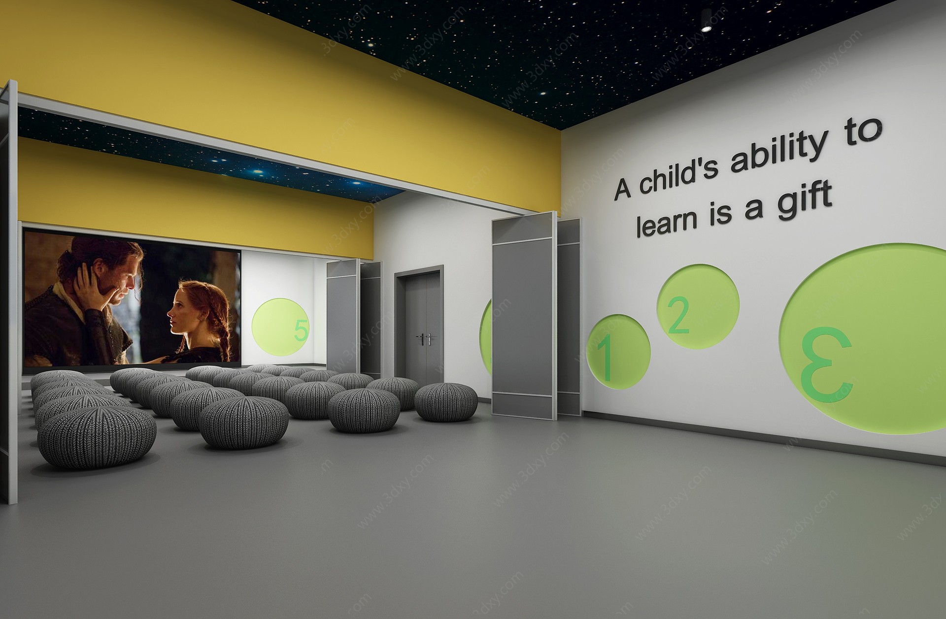 现代育儿园教室3D模型