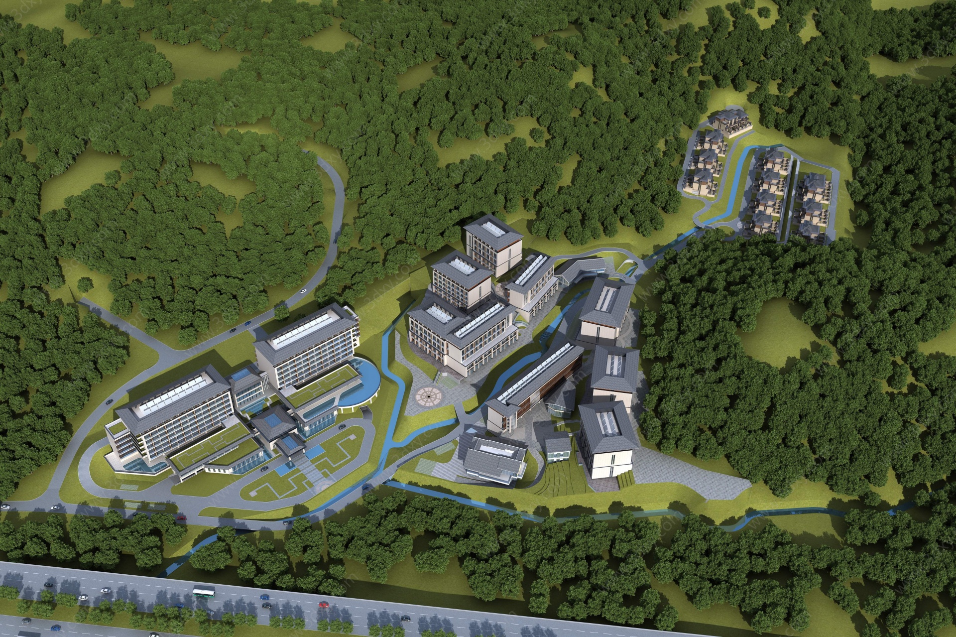 酒店度假村规划3D模型