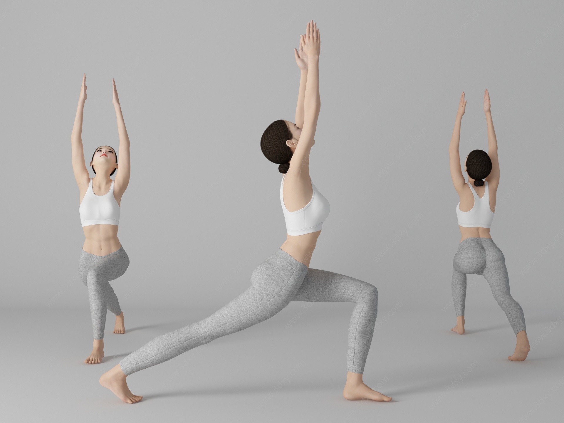 现代风格瑜伽美女人物3D模型