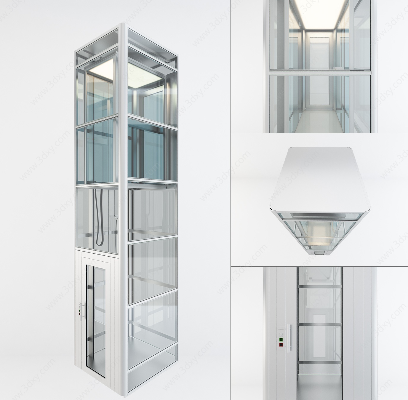 现代观光升降电梯3D模型