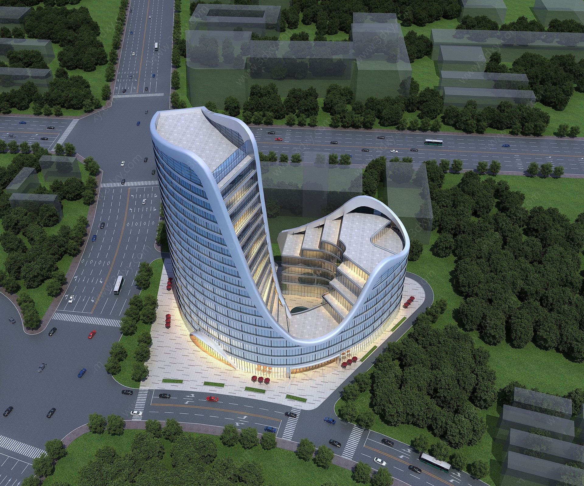 现代异形办公楼3D模型