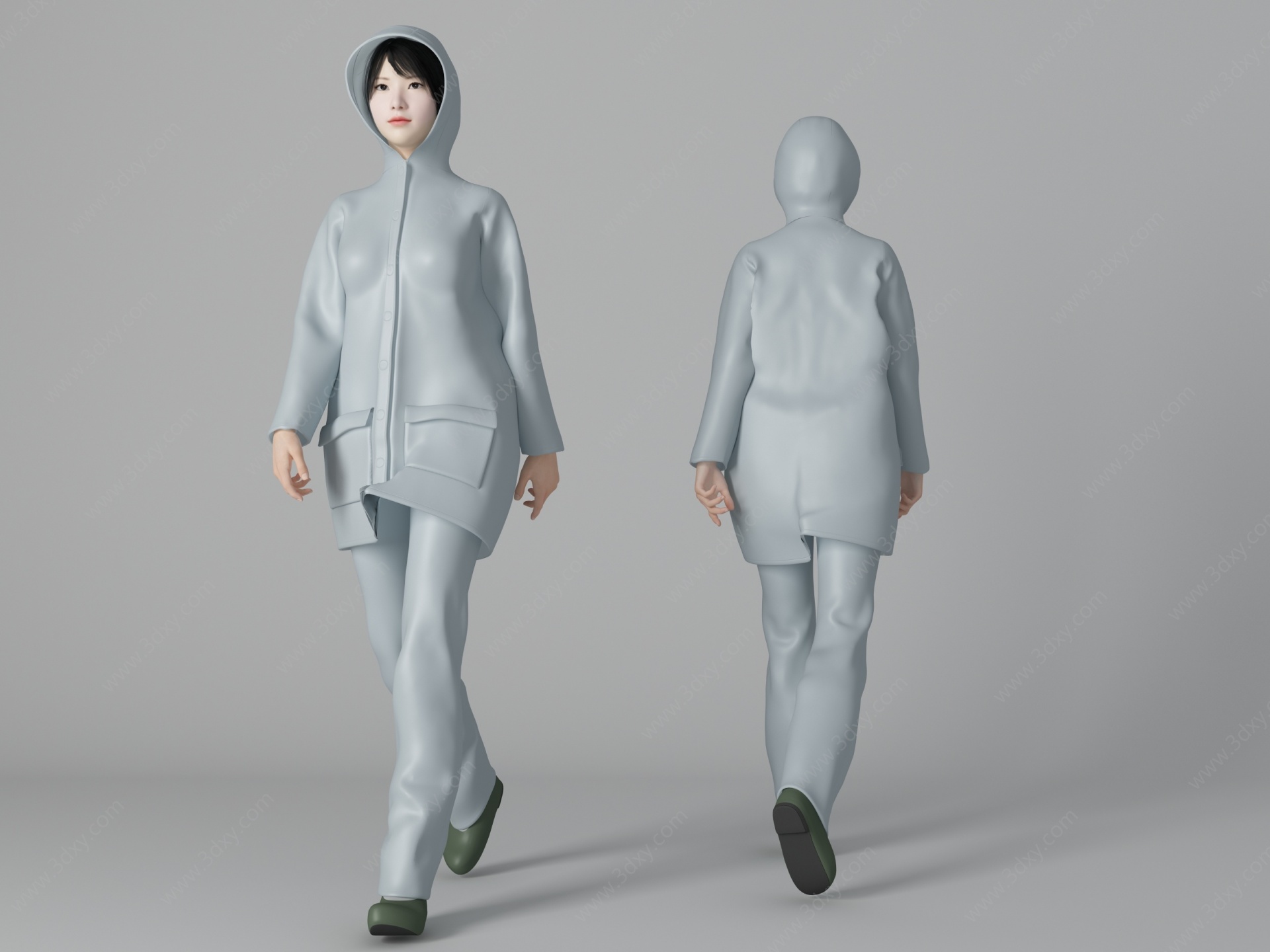 雨衣女人3D模型