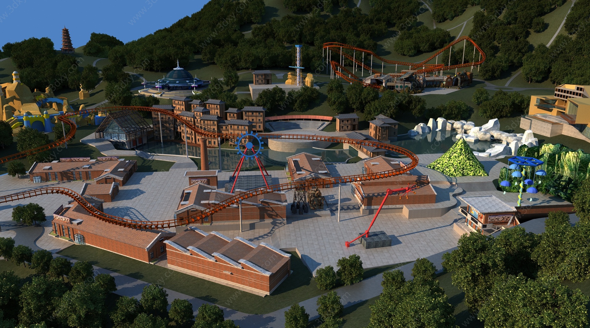现代历史游乐场游乐园3D模型