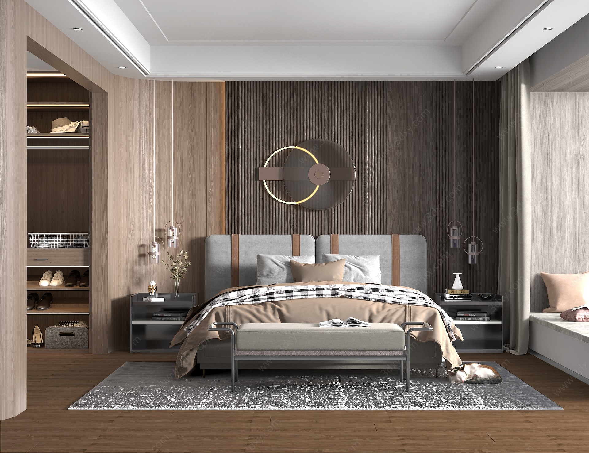 现代风格的卧室3D模型