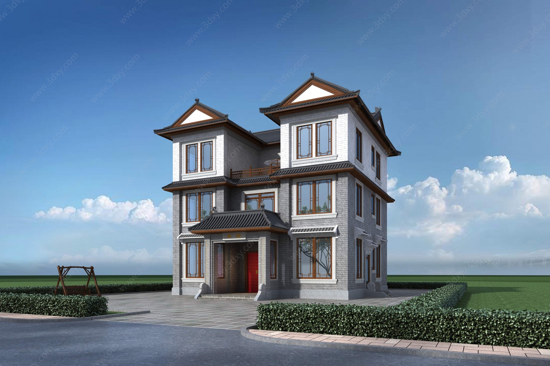 中式独栋别墅3D模型