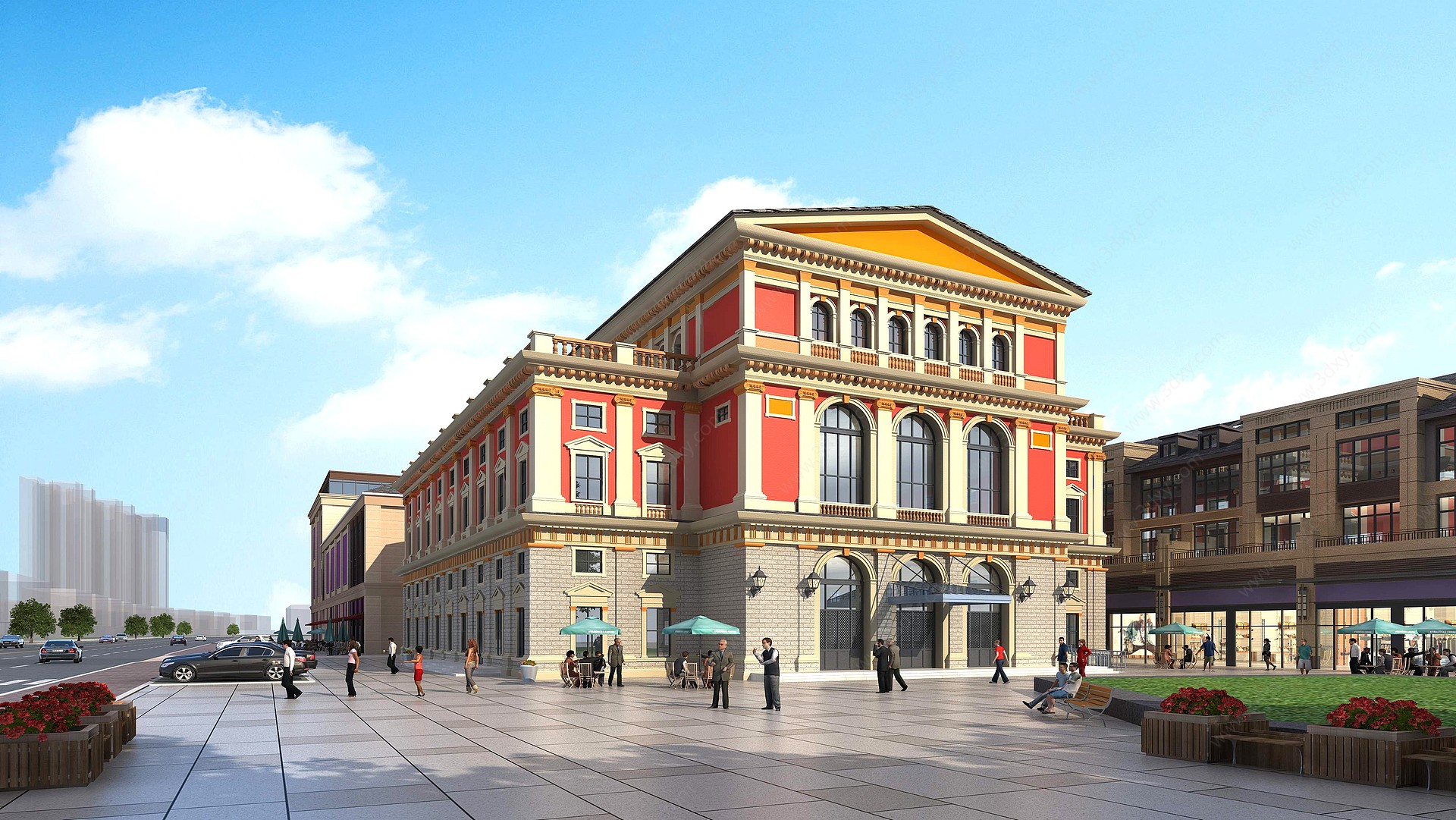 欧式商业街剧院3D模型