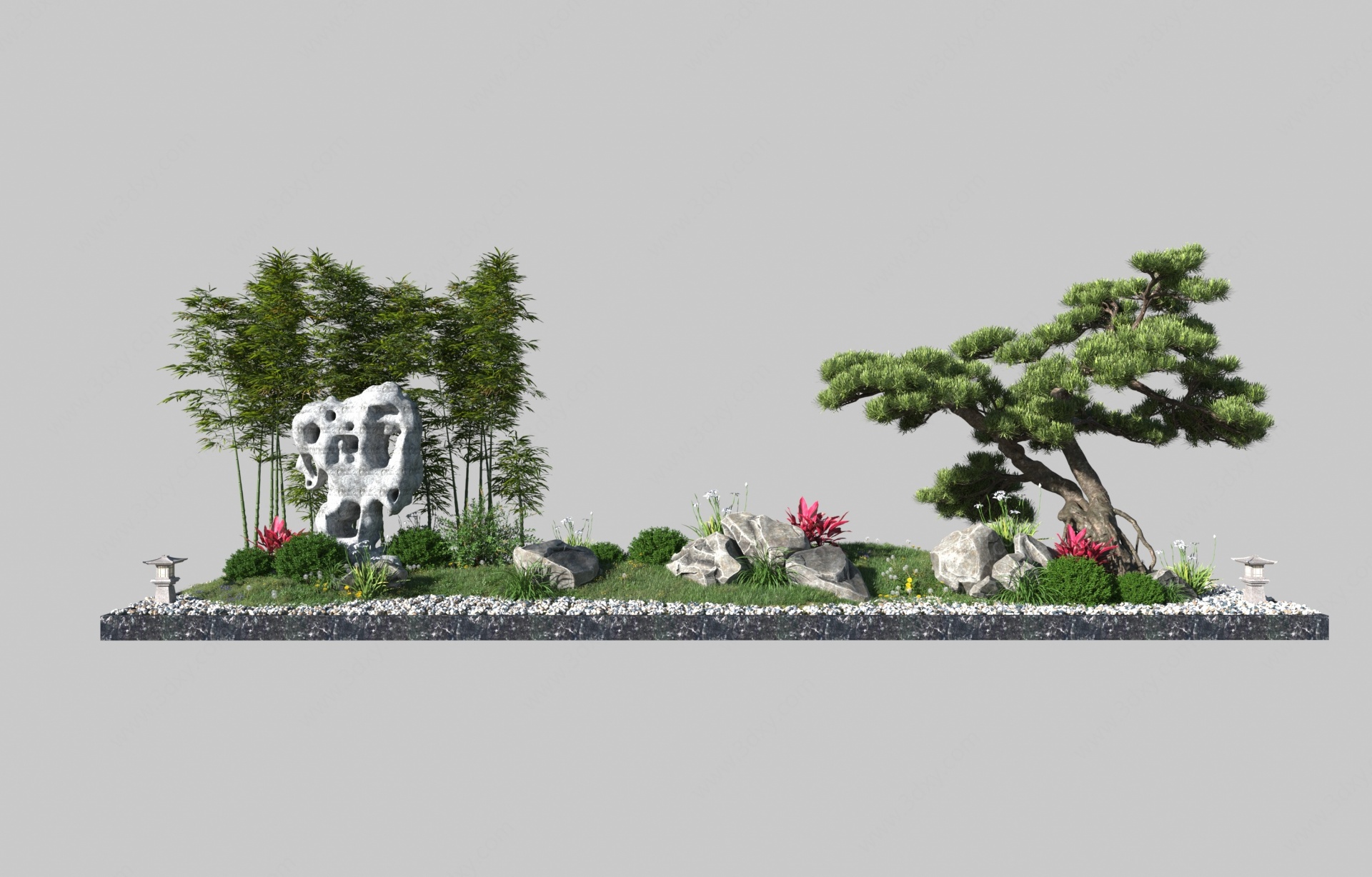 ​新中式庭院景观小品3D模型