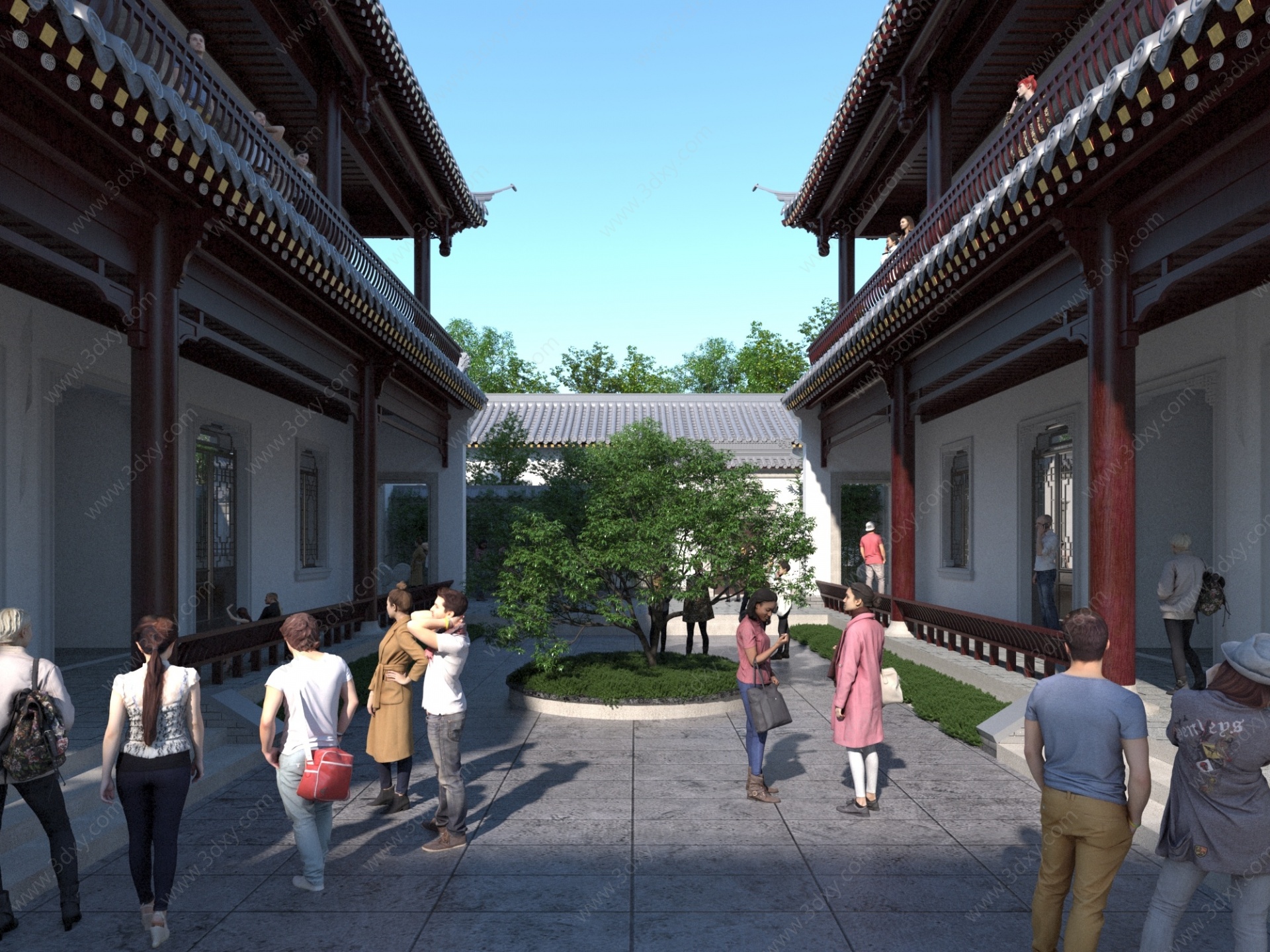 中式建筑三合院3D模型