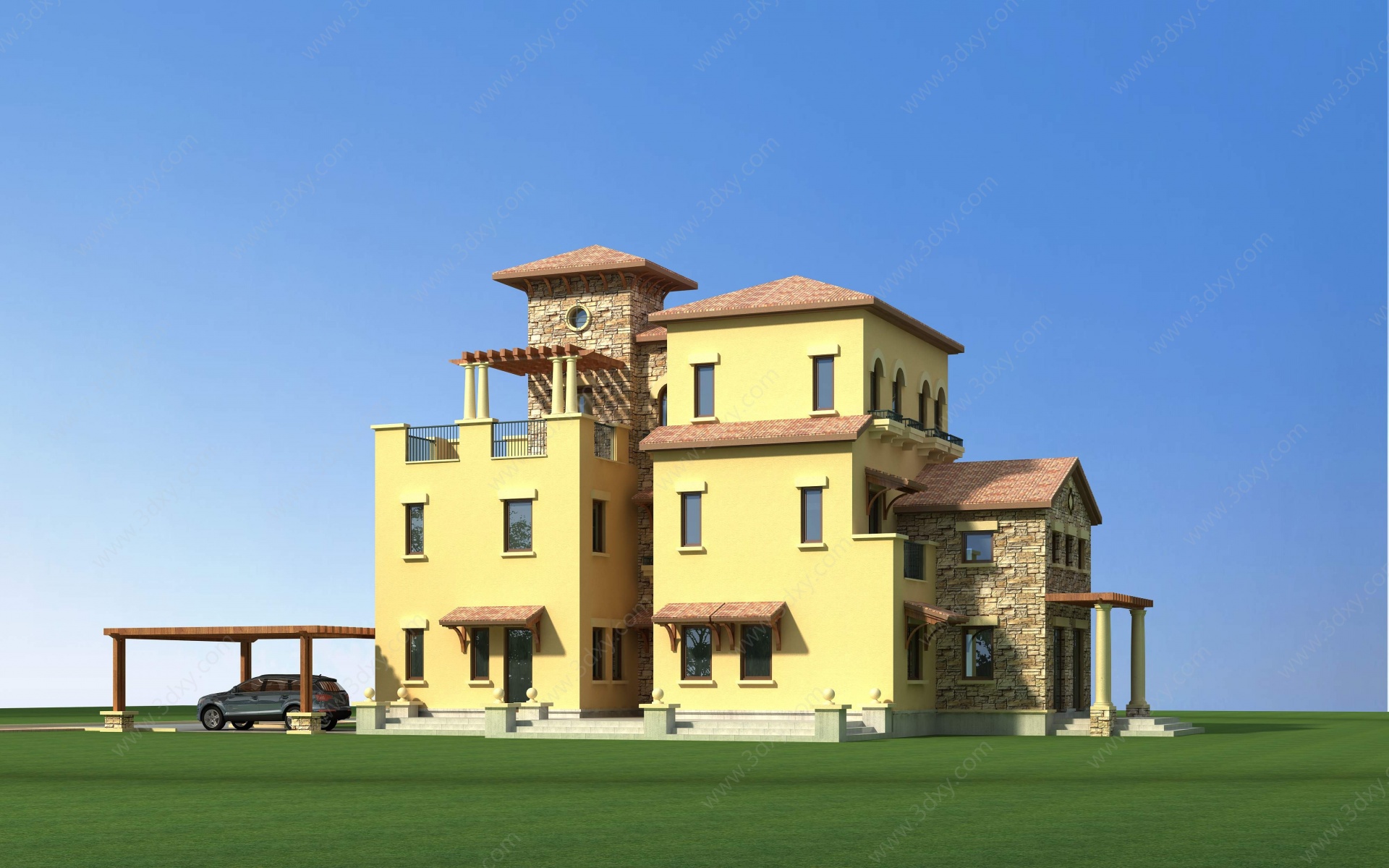 欧式托斯卡纳独栋别墅3D模型