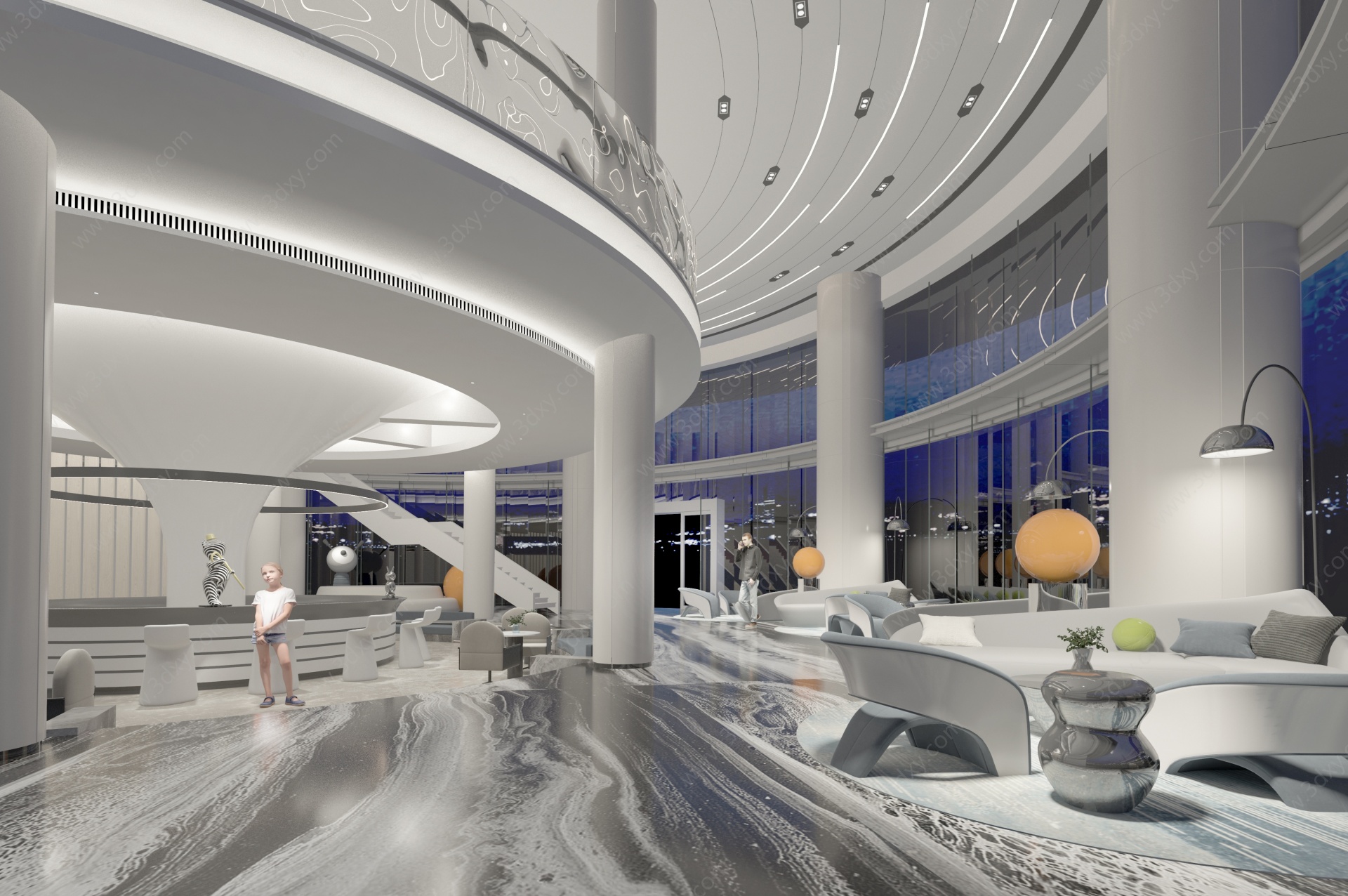 现代酒店大堂3D模型