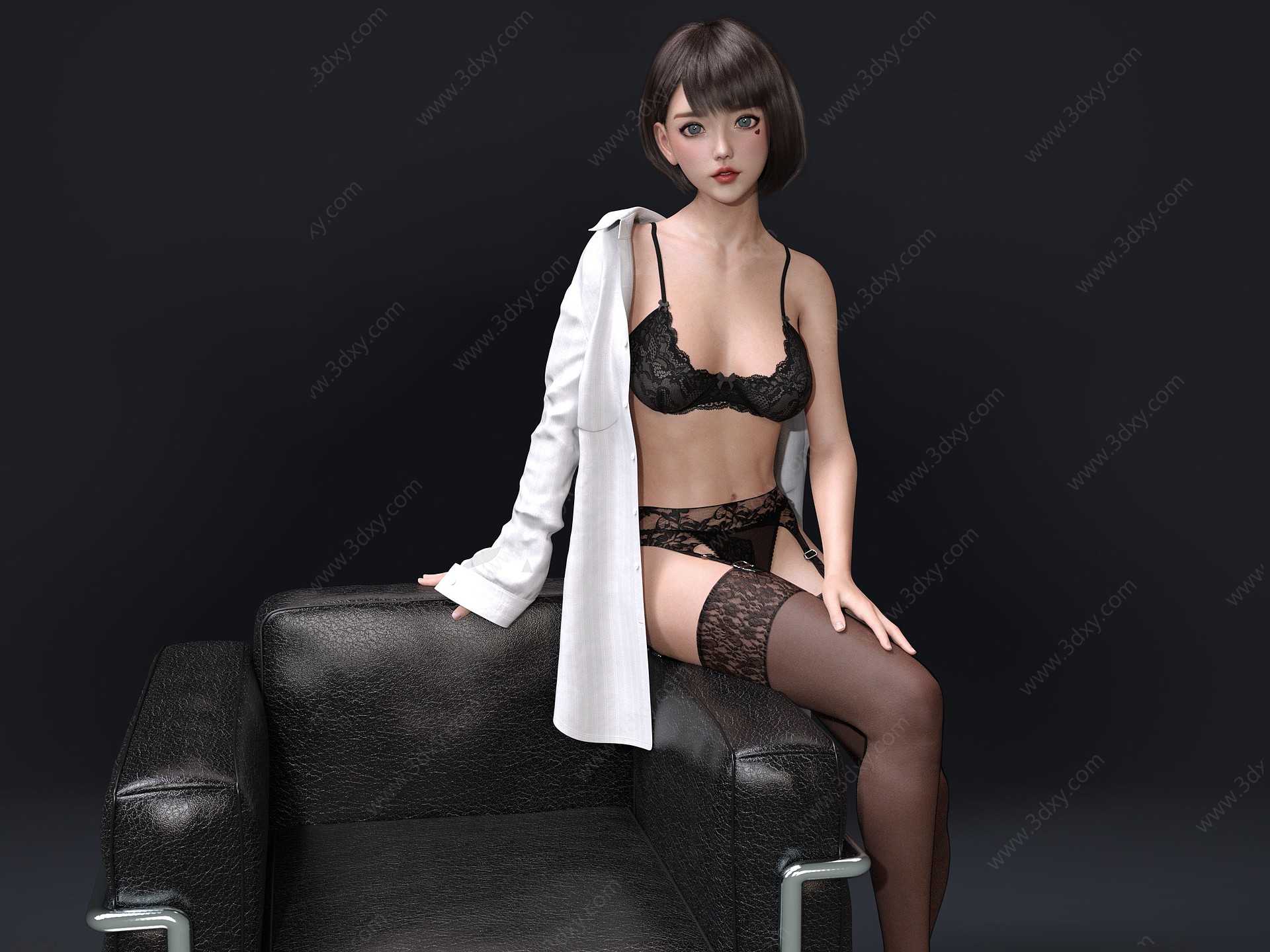 坐姿少女3D模型