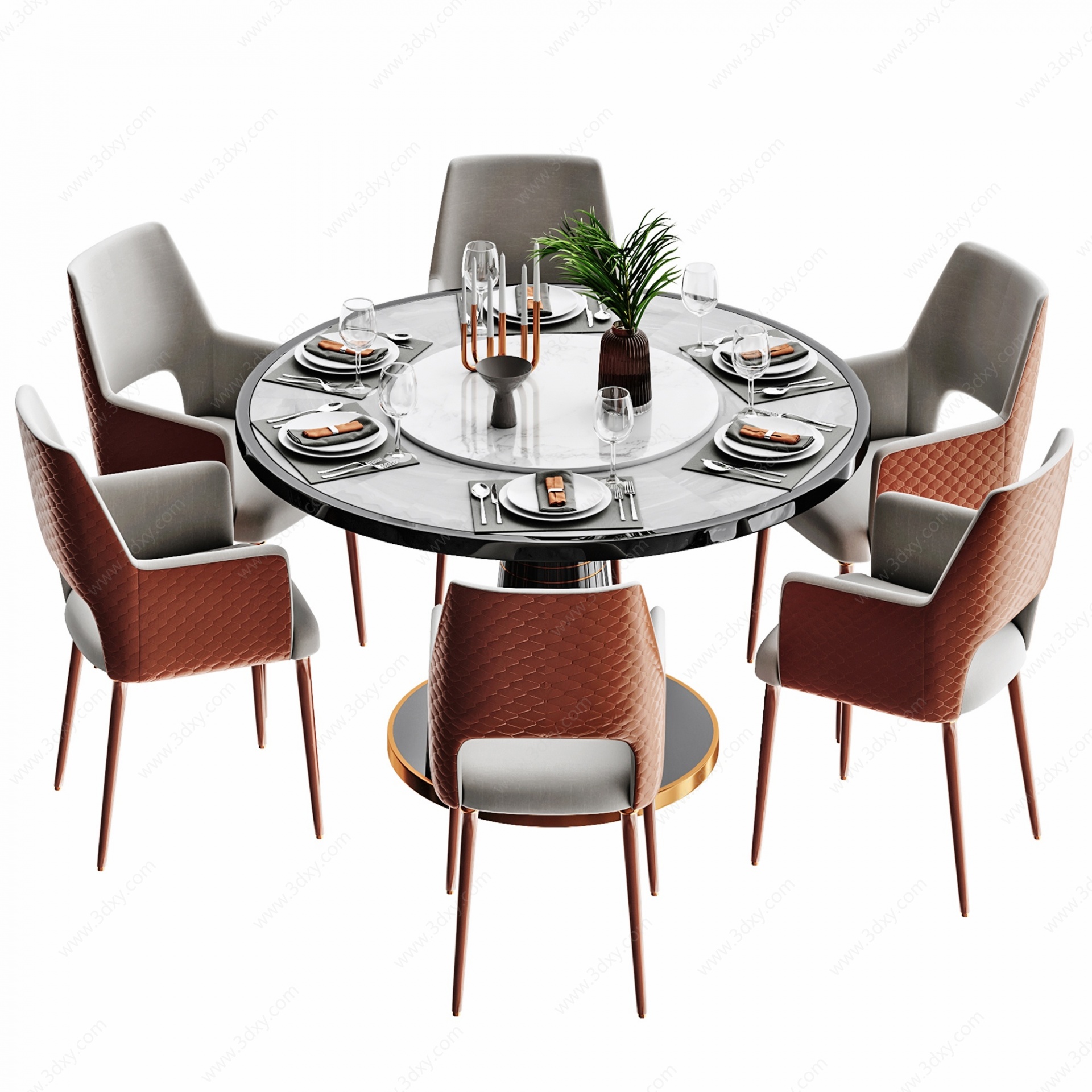 北欧轻奢餐桌椅3D模型