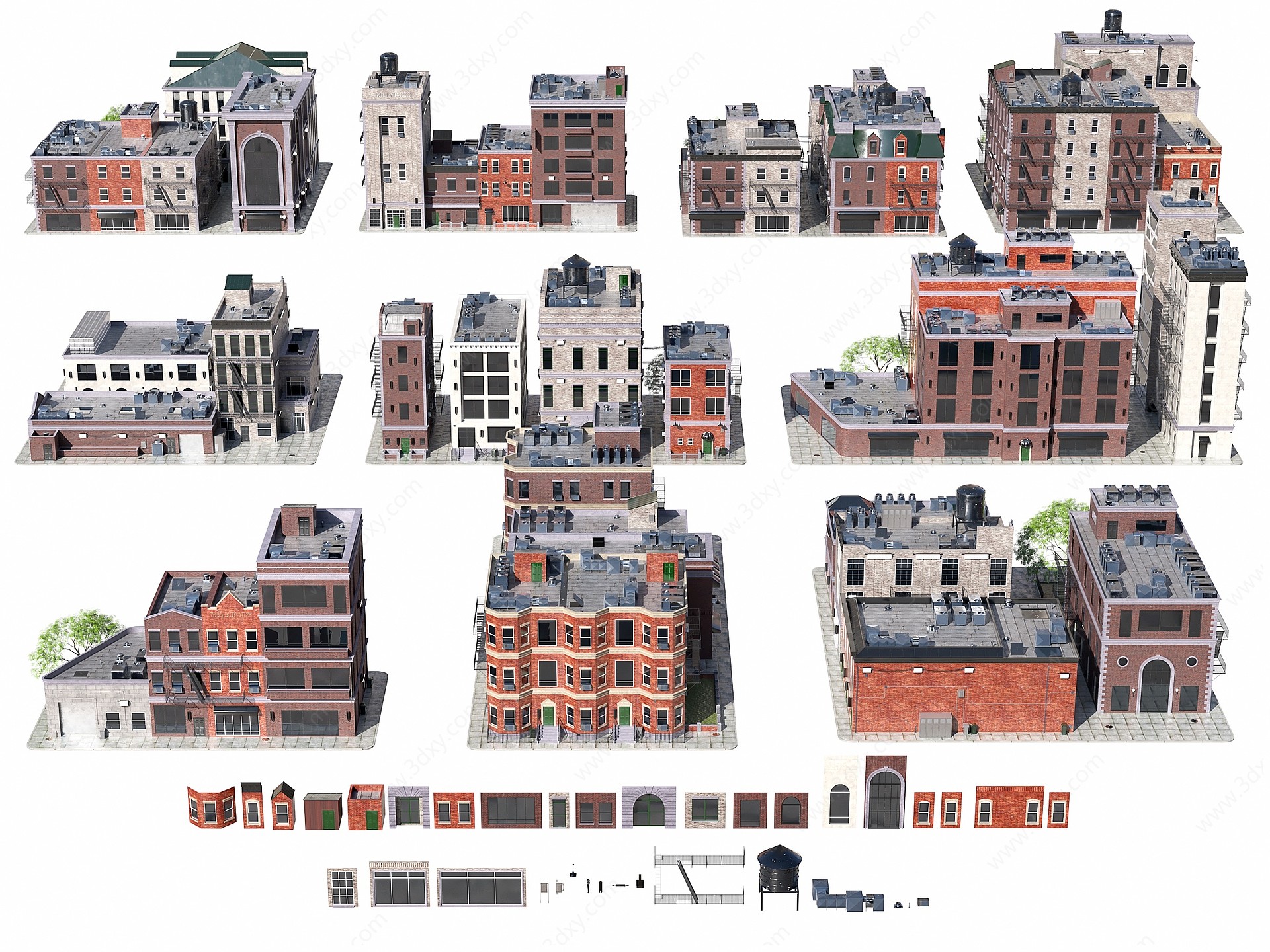 美国布鲁克林街区建筑3D模型