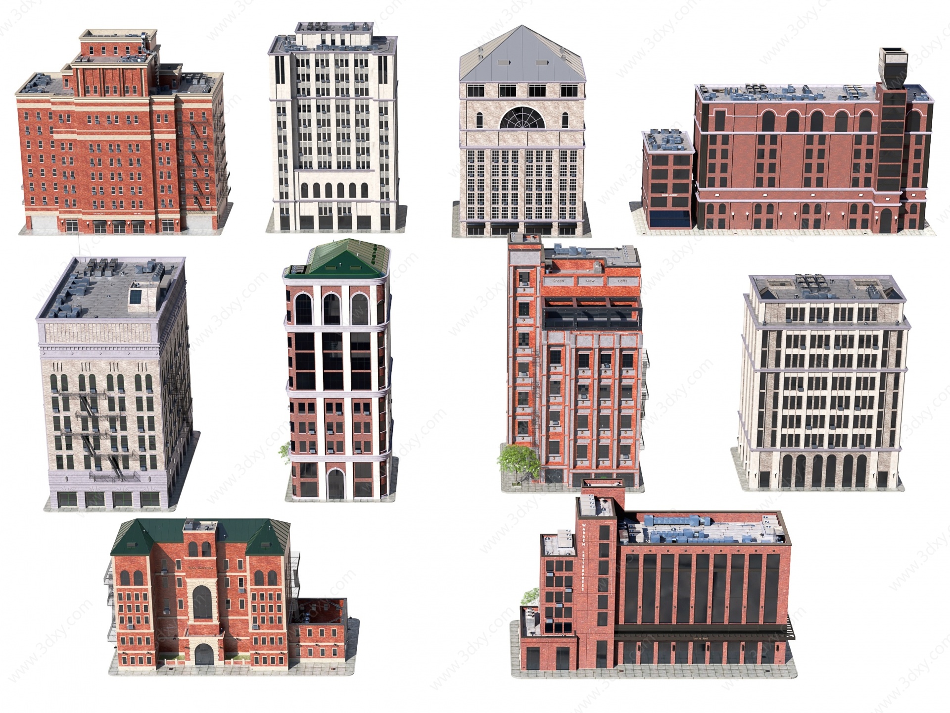 美国街区建筑楼房居住区3D模型