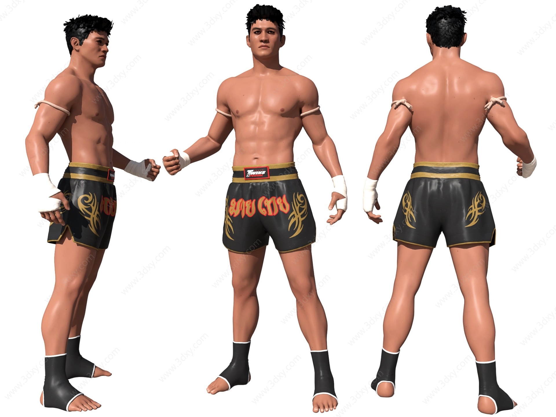 现代拳击男人3D模型