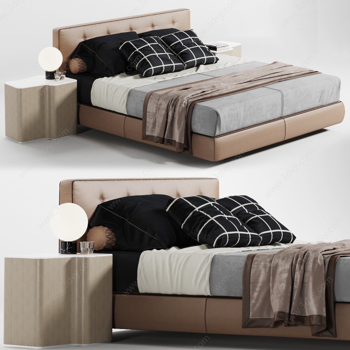 Minotti双人床床头柜3D模型