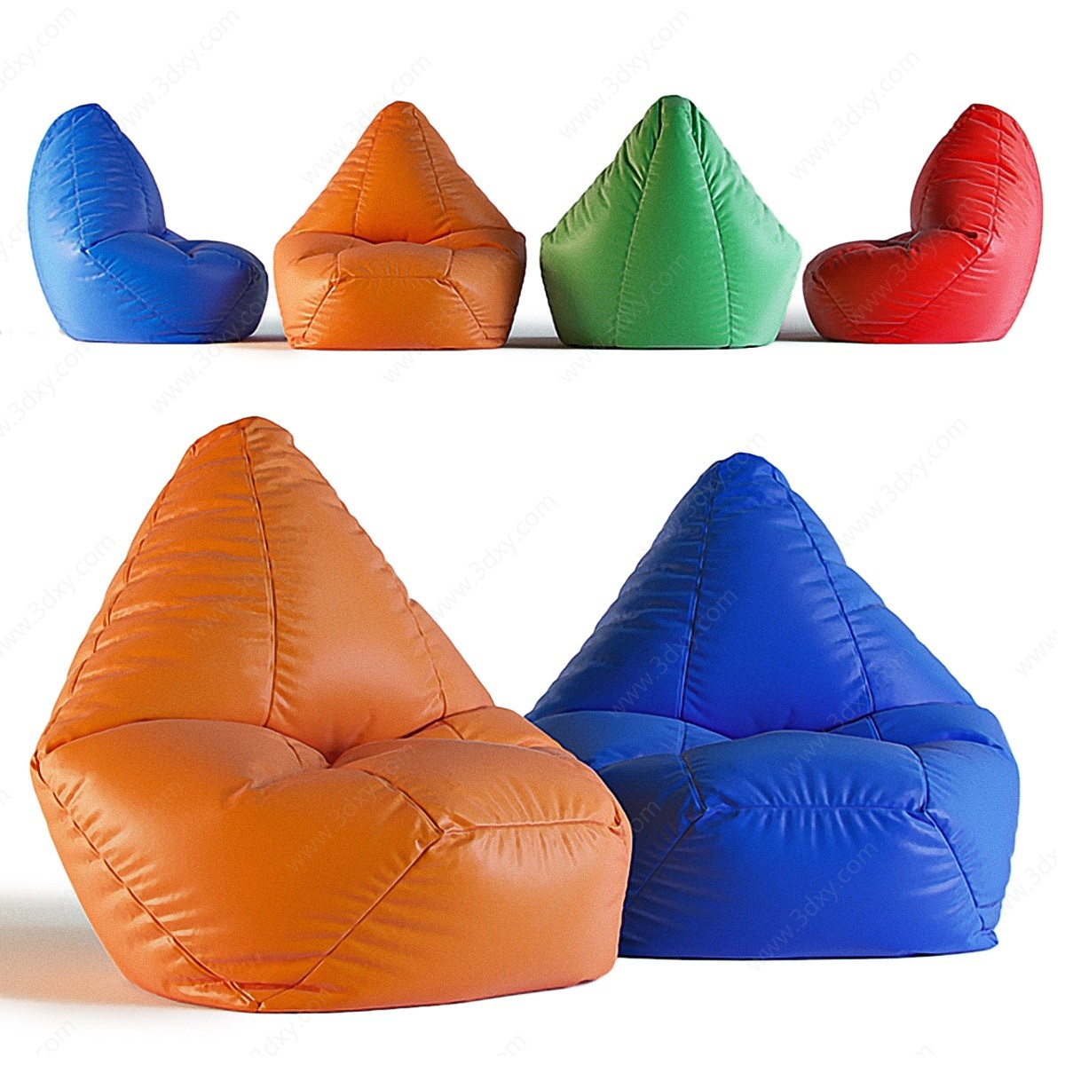彩色皮质懒人沙发单人沙发3D模型