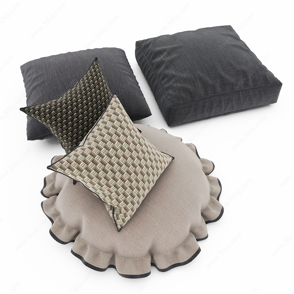 现代沙发垫枕头3D模型