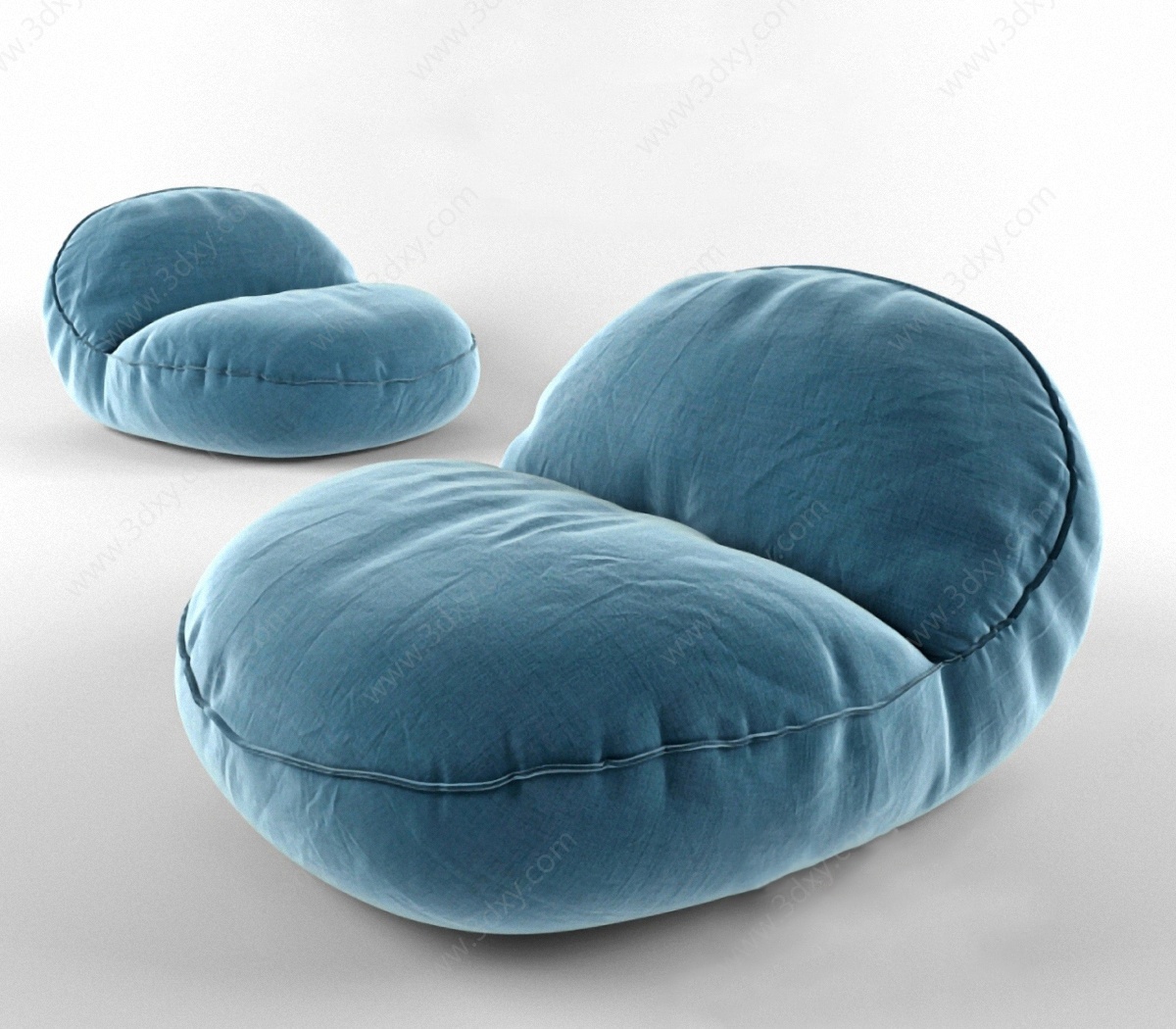 现代浅蓝色布艺懒人沙发3D模型