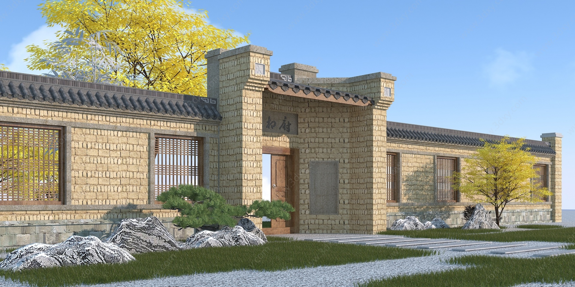 中式庭院门3D模型