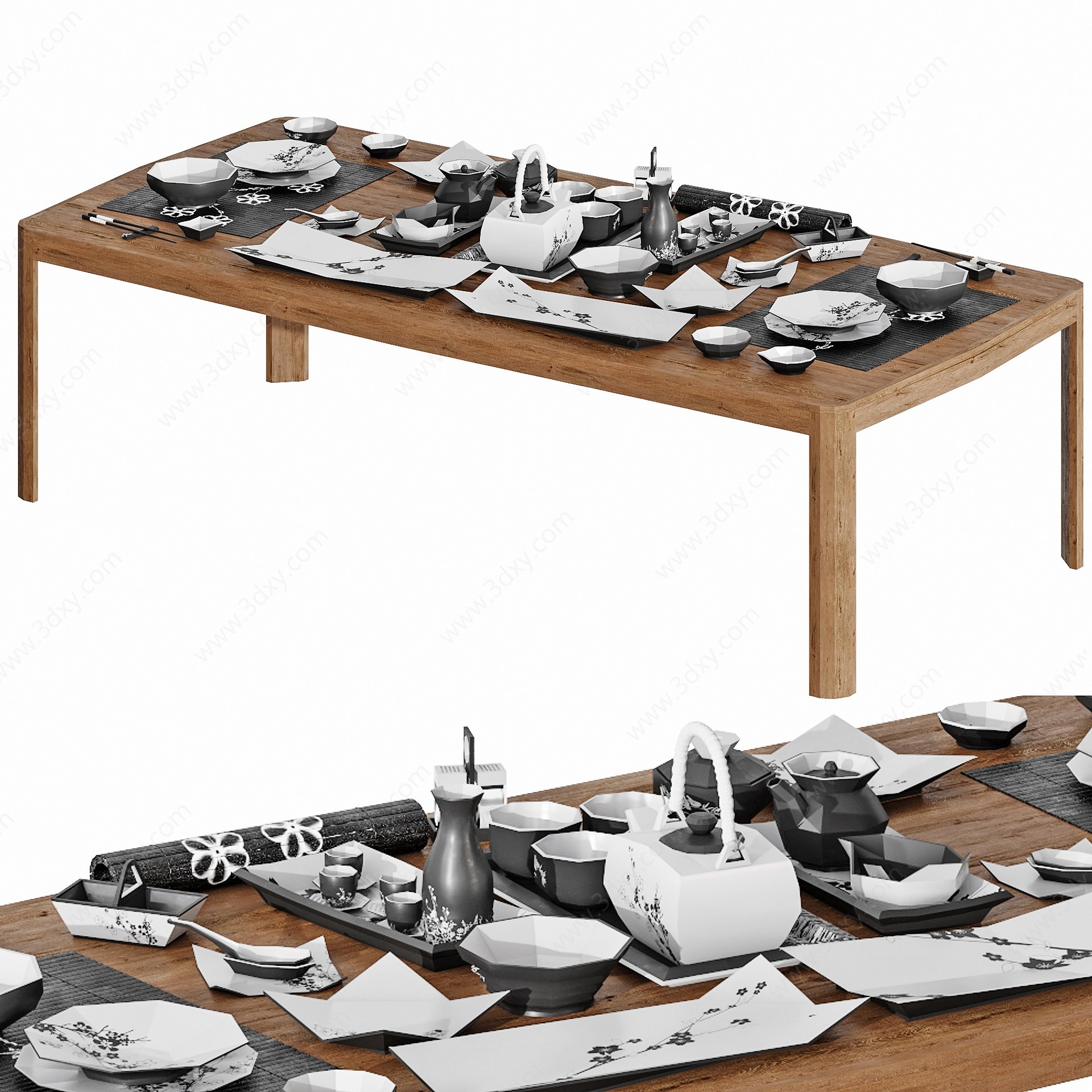 日式餐桌餐具3D模型