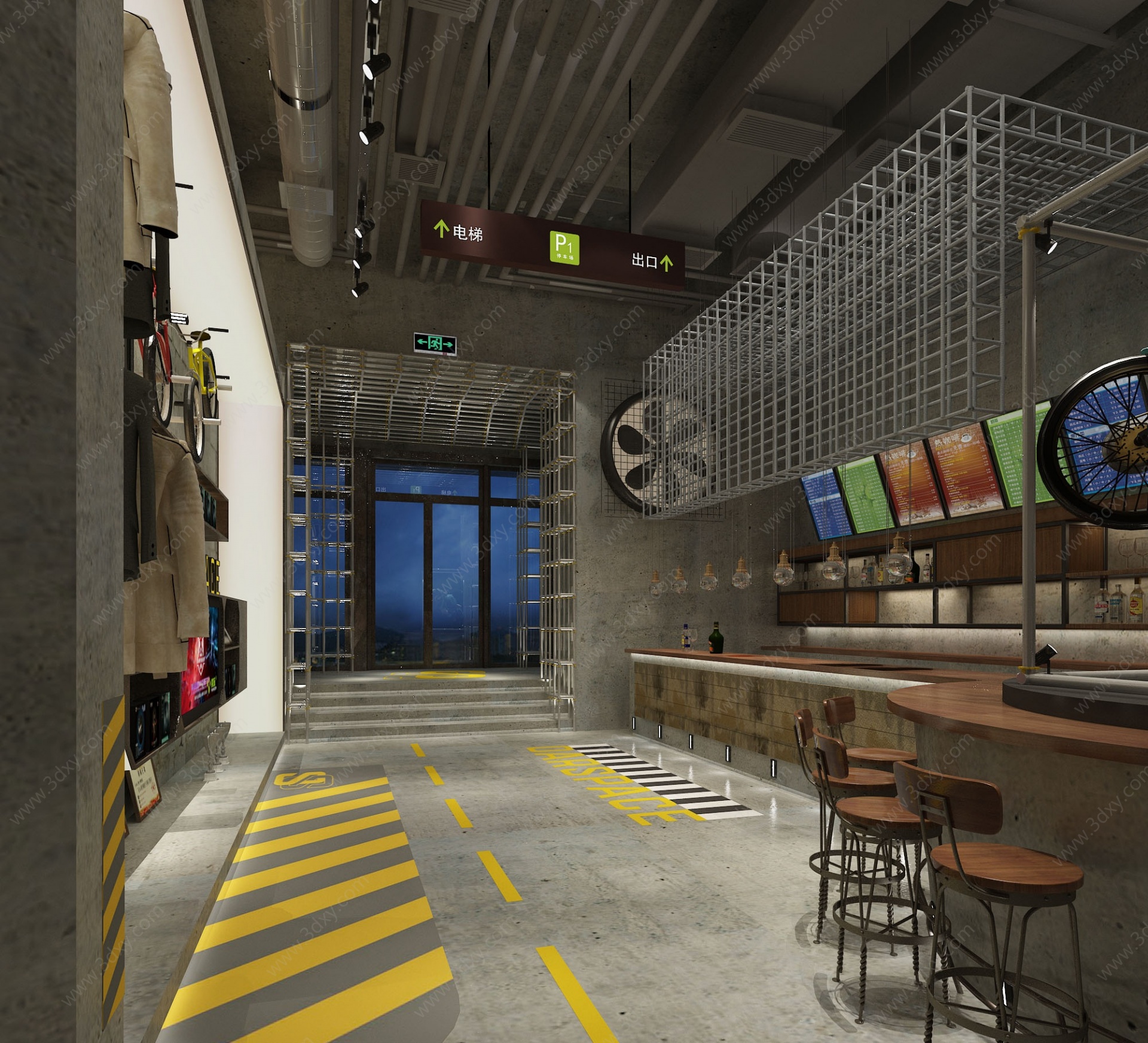 工业风格酒吧3D模型