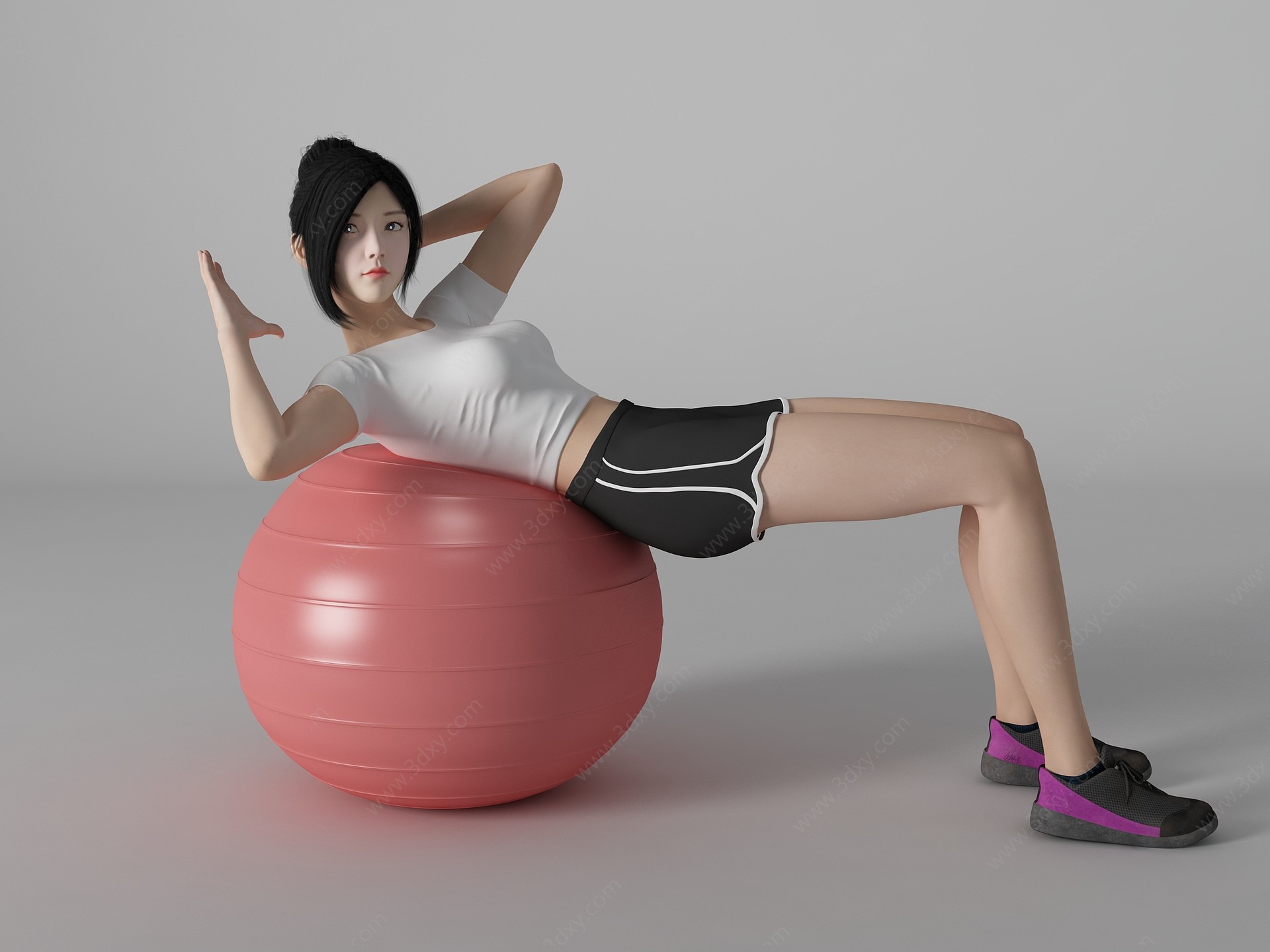 瑜伽拉伸健身美女人物3D模型