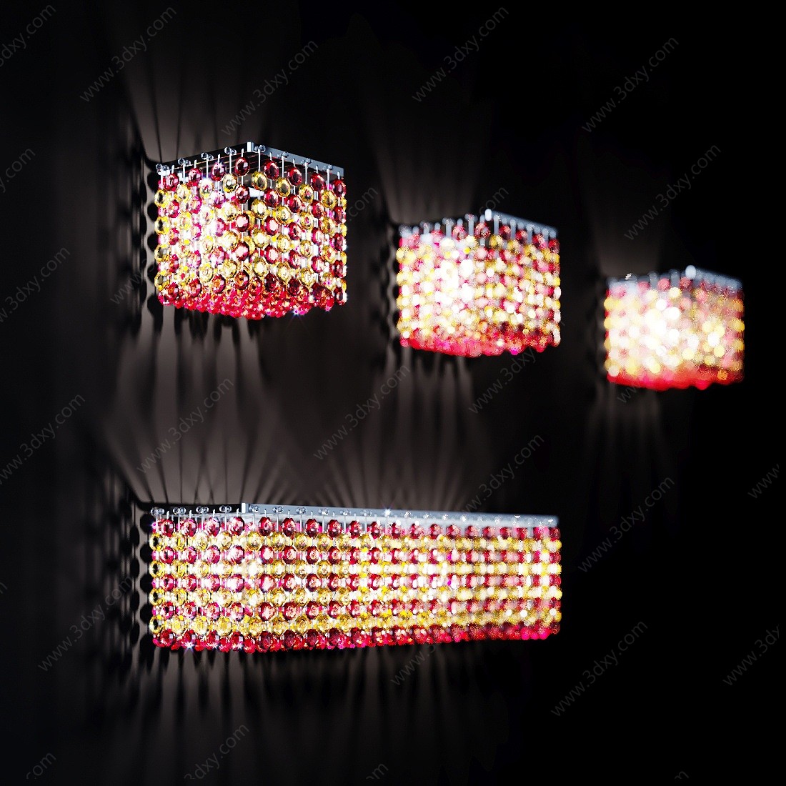 现代金属水晶壁灯3D模型