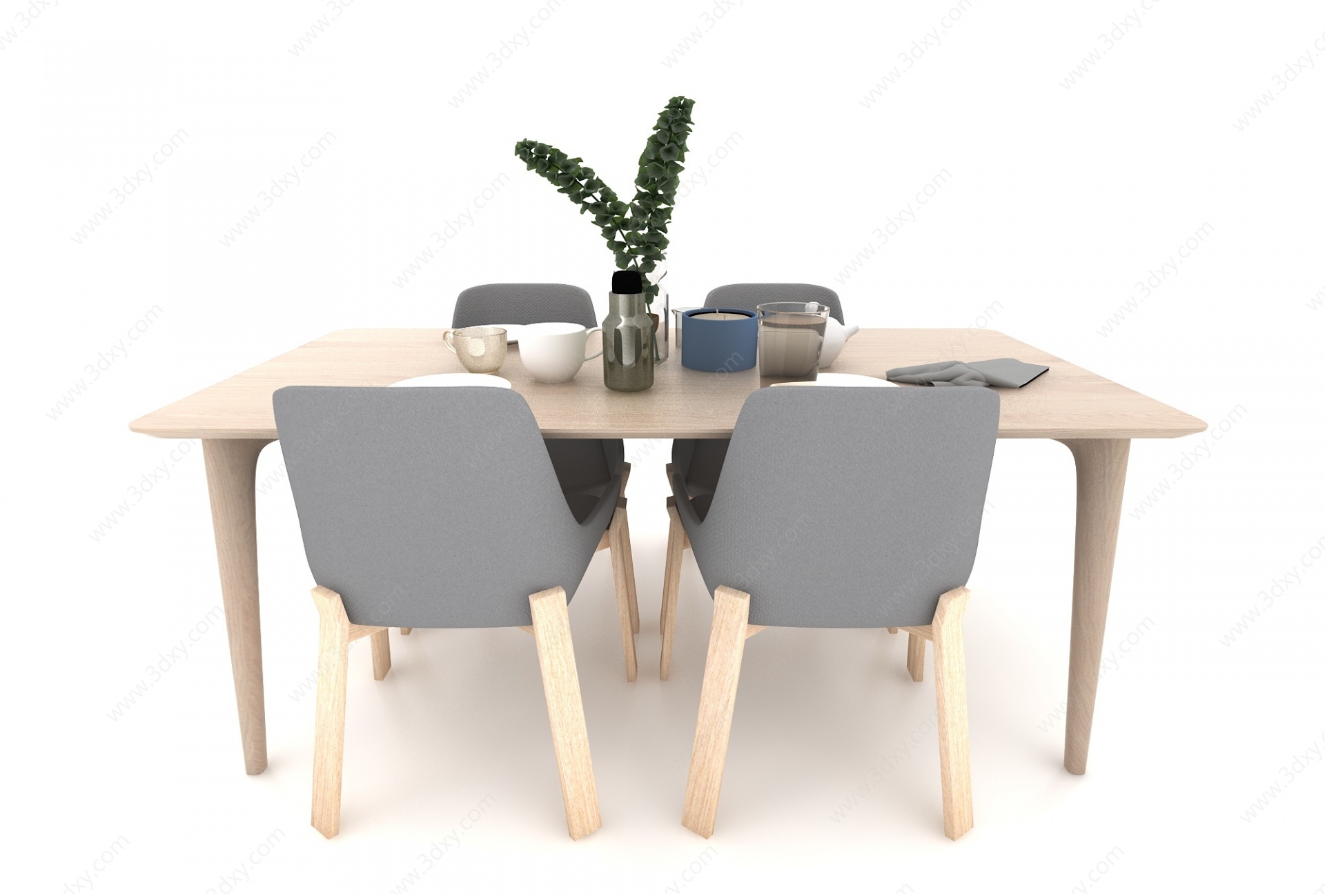 中式4人餐桌3D模型