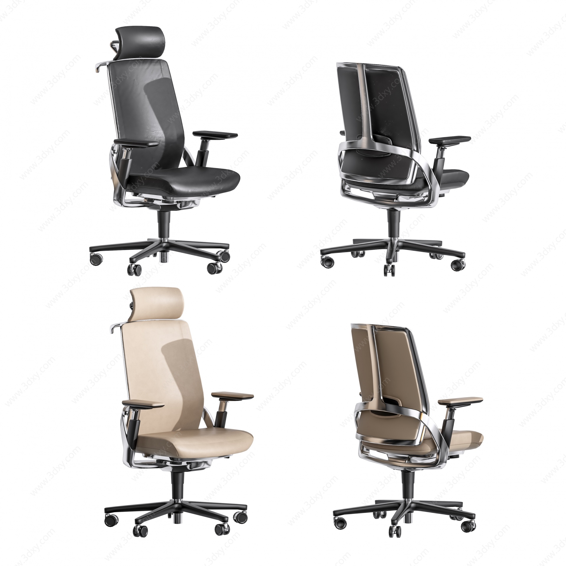 现代办公室转椅办公椅3D模型