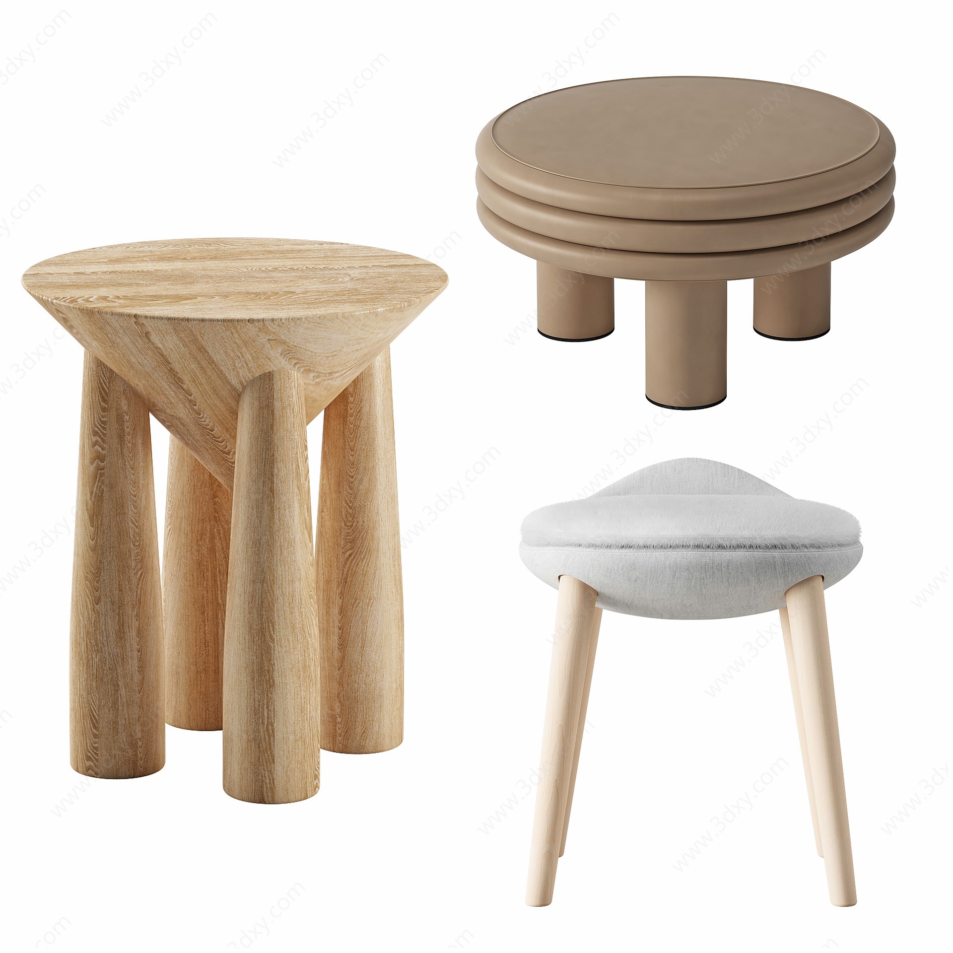 北欧实木矮凳凳子3D模型