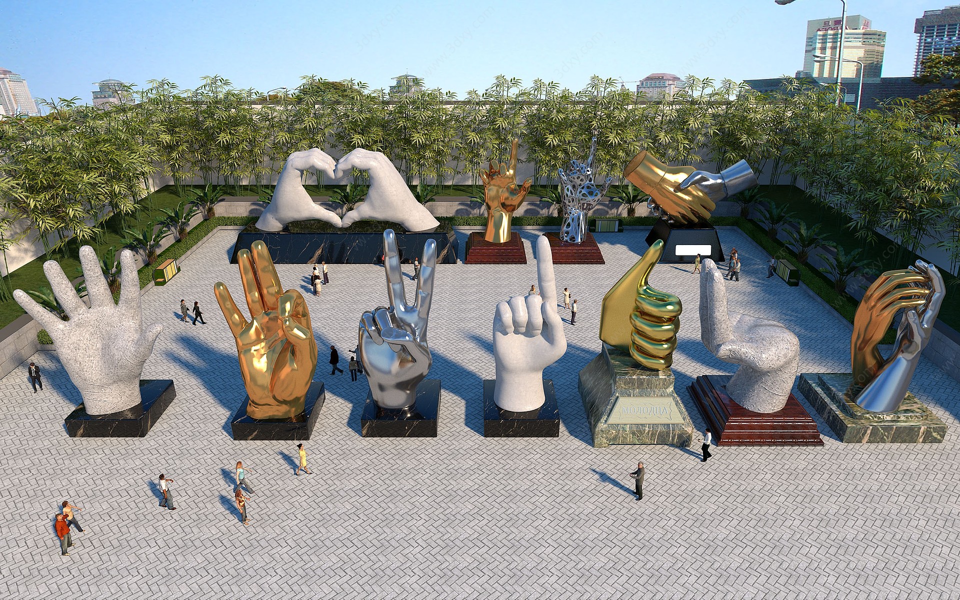 现代广场雕塑城市雕塑3D模型