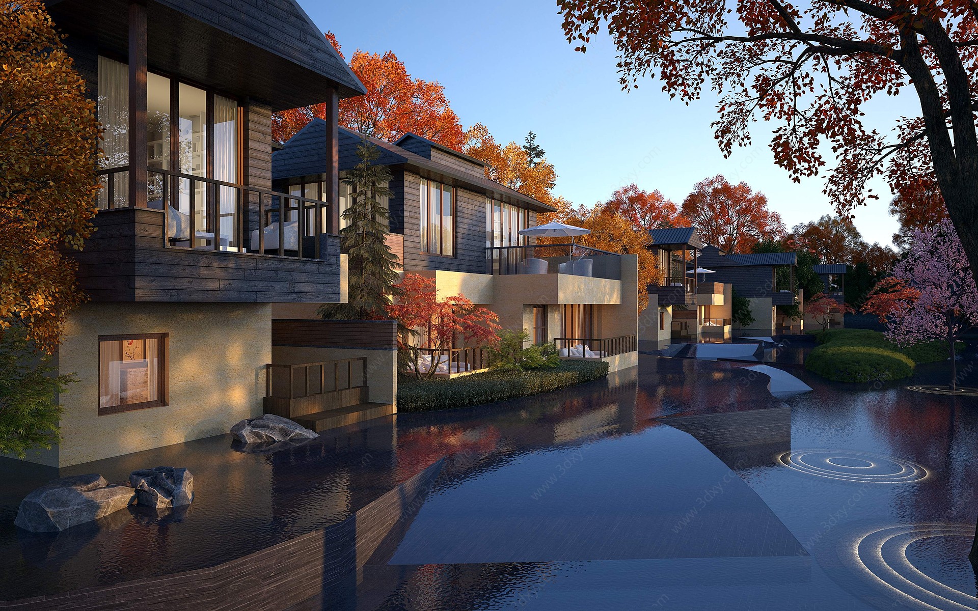 现代水景别墅3D模型