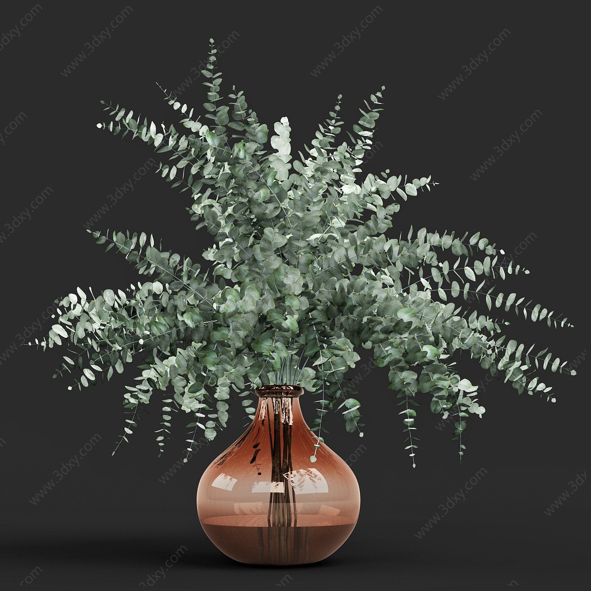 北欧玻璃花瓶植物盆栽3D模型