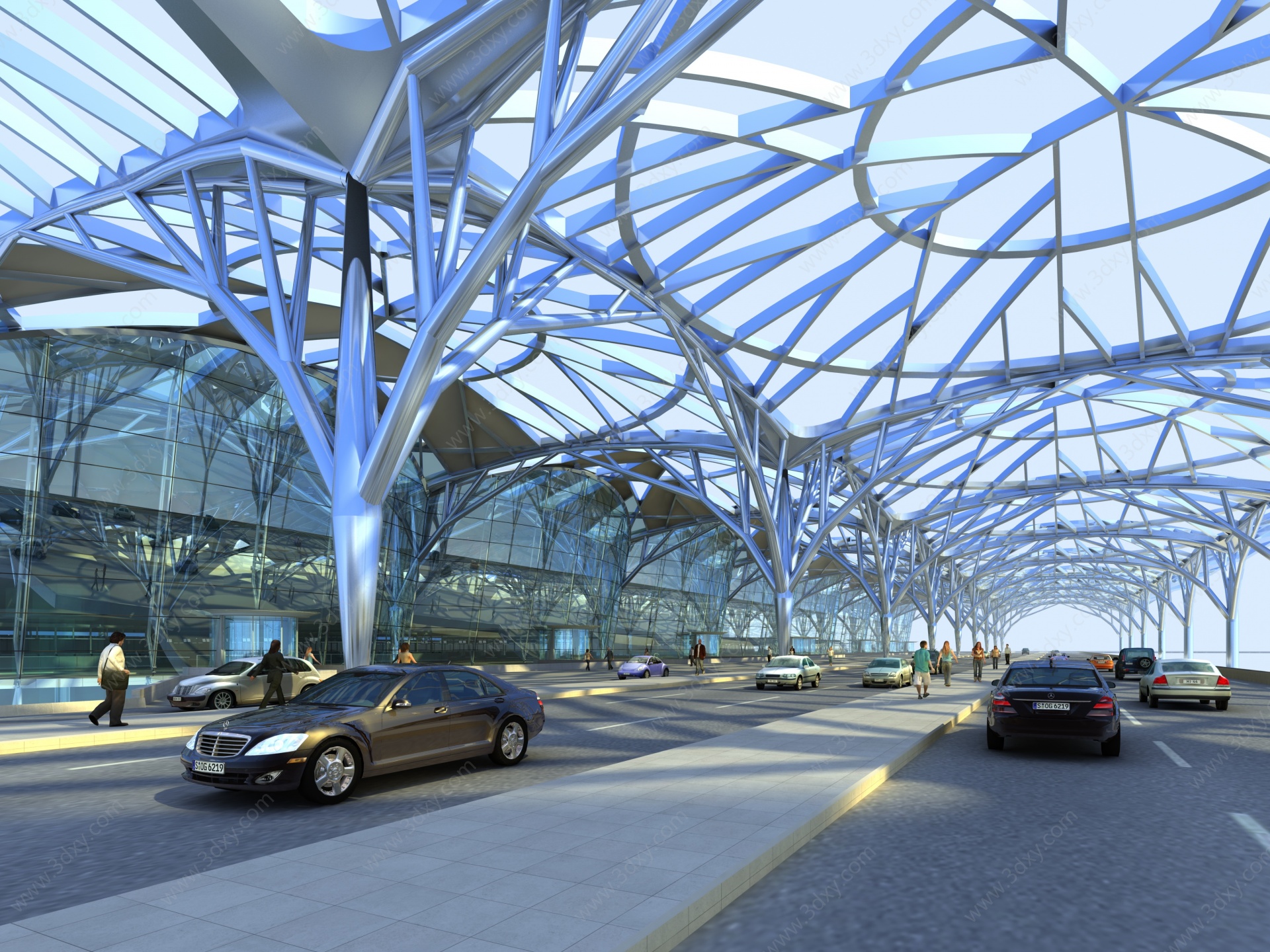 现代机场大楼3D模型