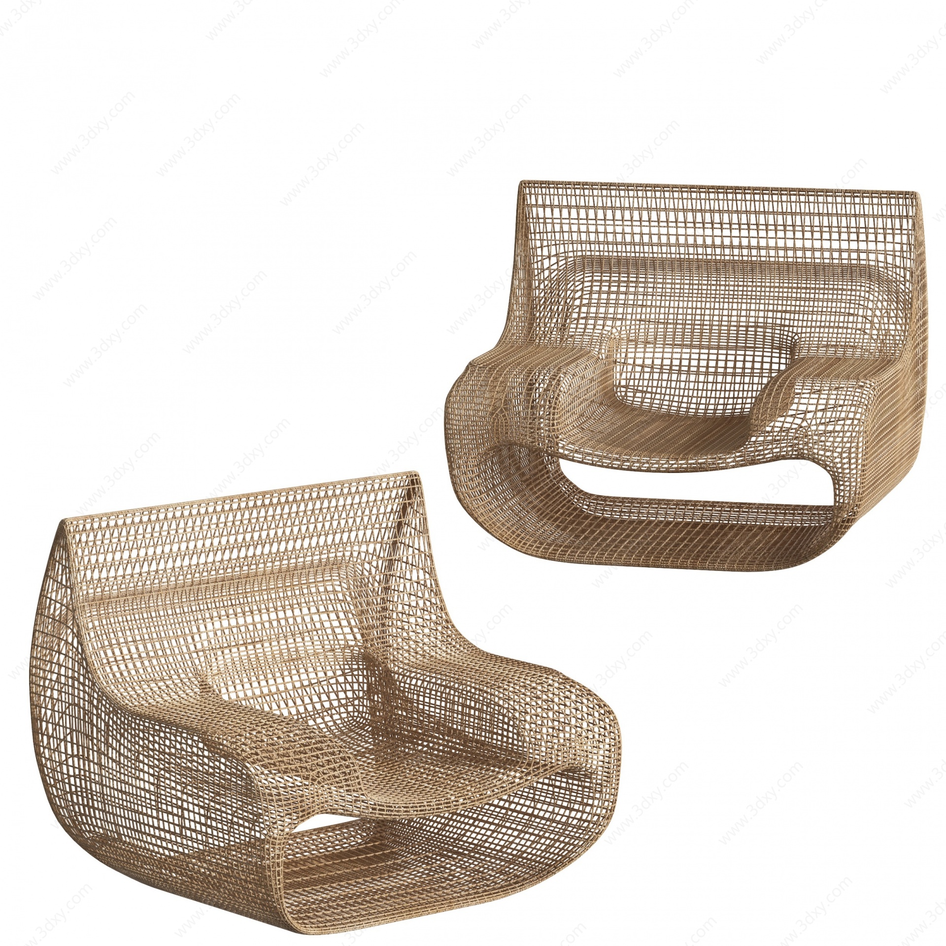 现代藤编躺椅3D模型