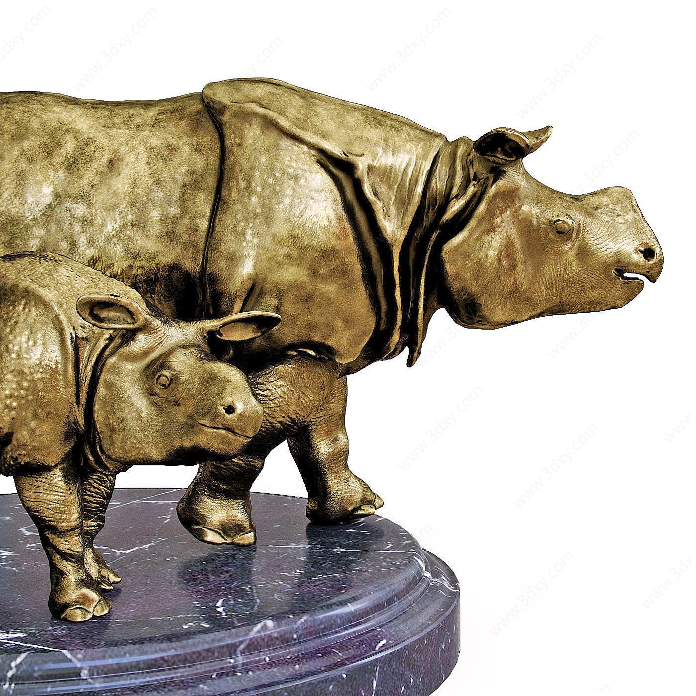 现代金属犀牛摆件摆设3D模型