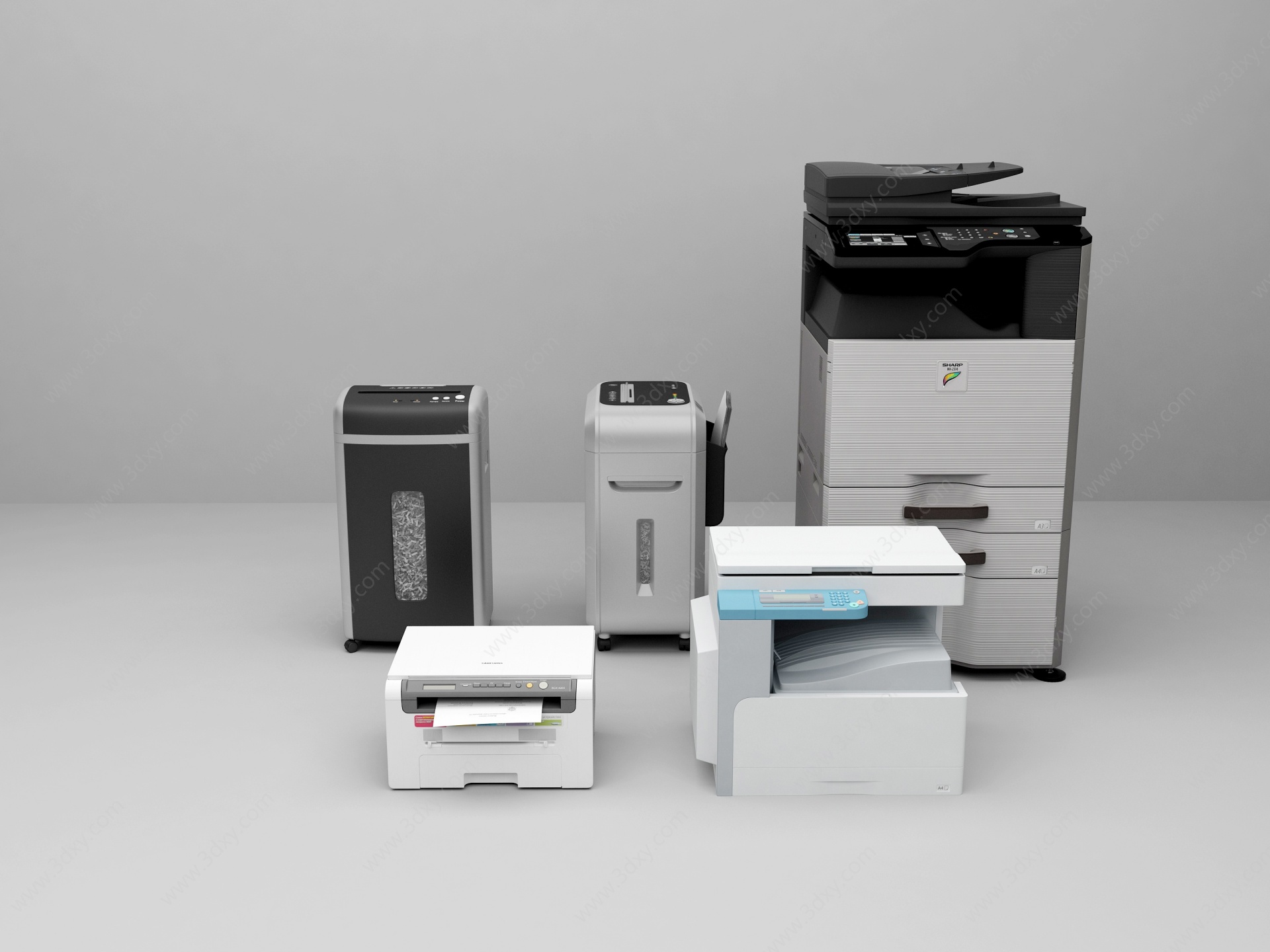 各类打印机和碎纸机3D模型