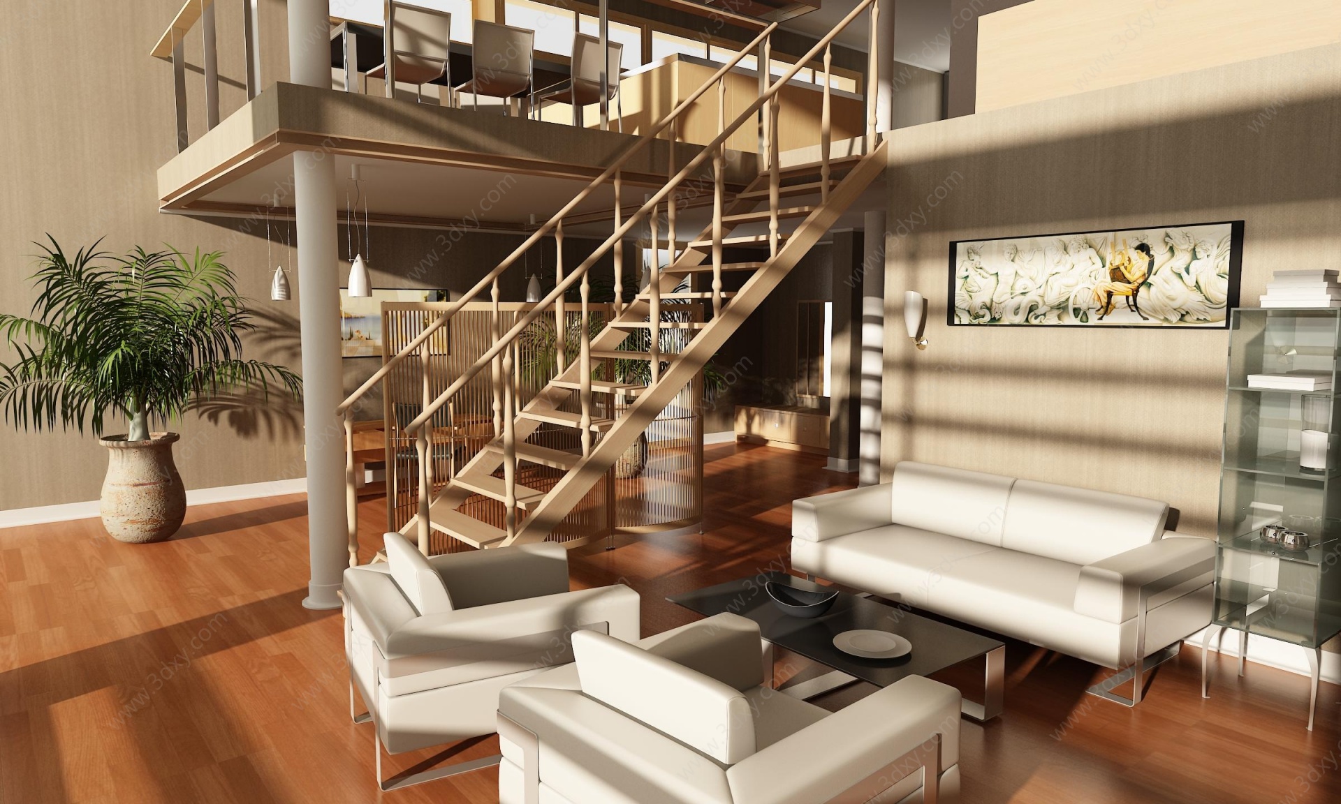地中海别墅客厅3D模型
