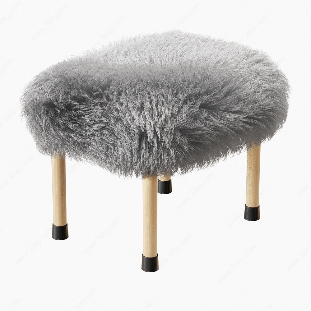 北欧绒毛矮凳凳子3D模型