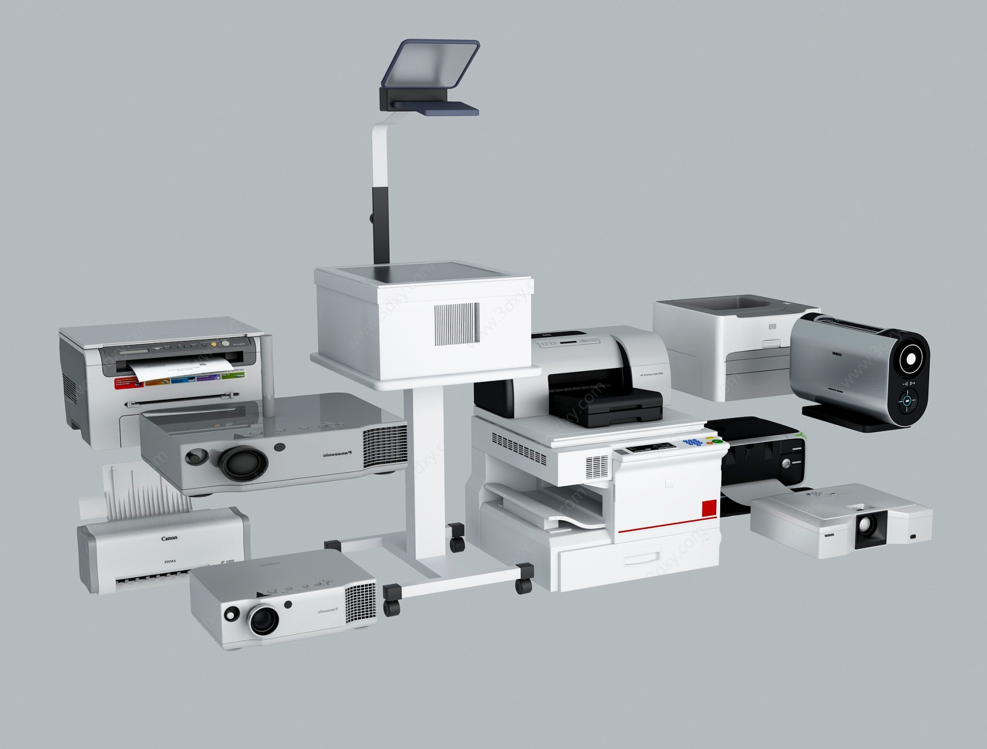 现代办公设备投影仪打印机3D模型