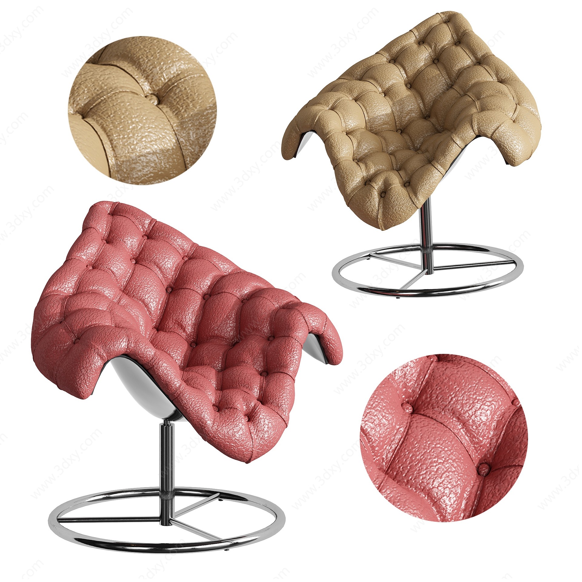 北欧皮革休闲椅3D模型