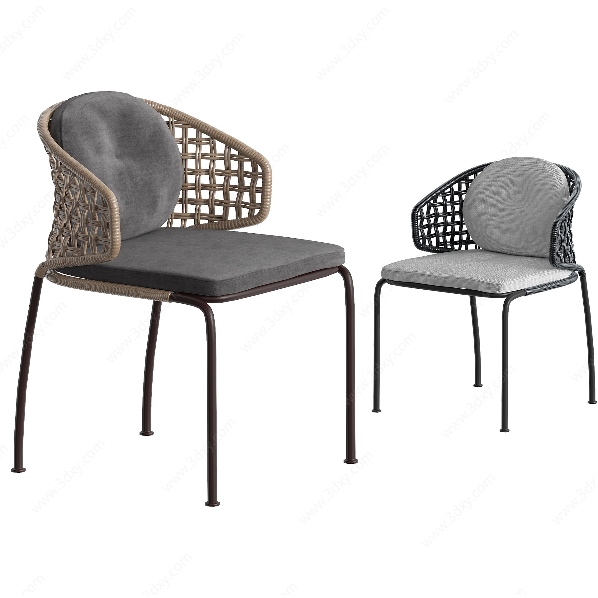 现代休闲藤编单椅3D模型