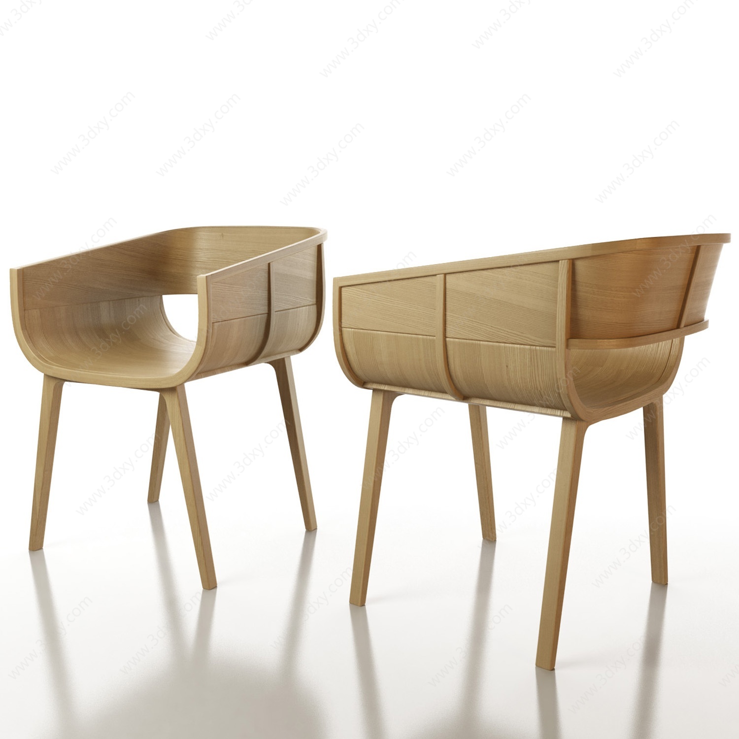 北欧实木吧椅3D模型