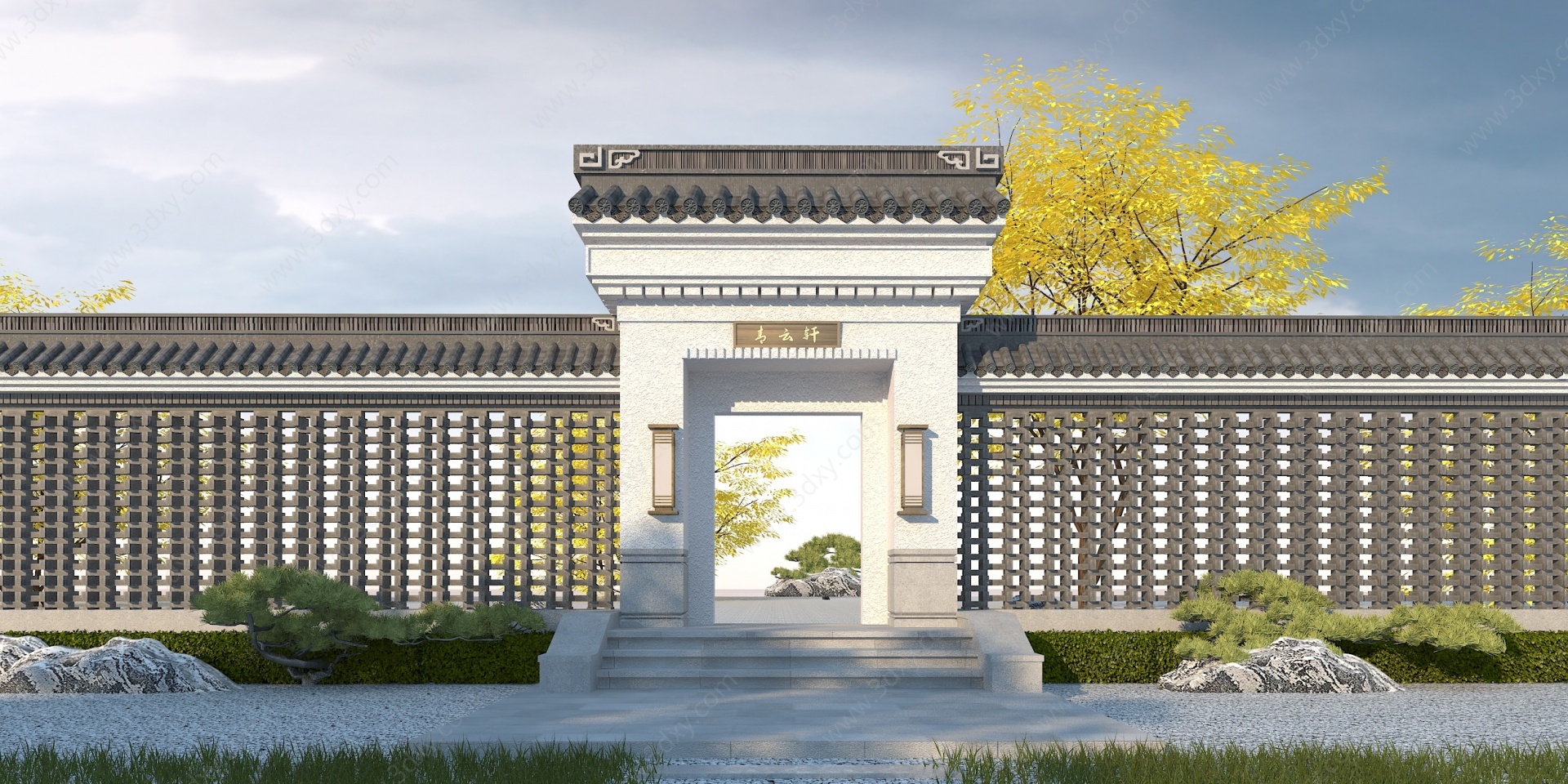 中式庭院门3D模型