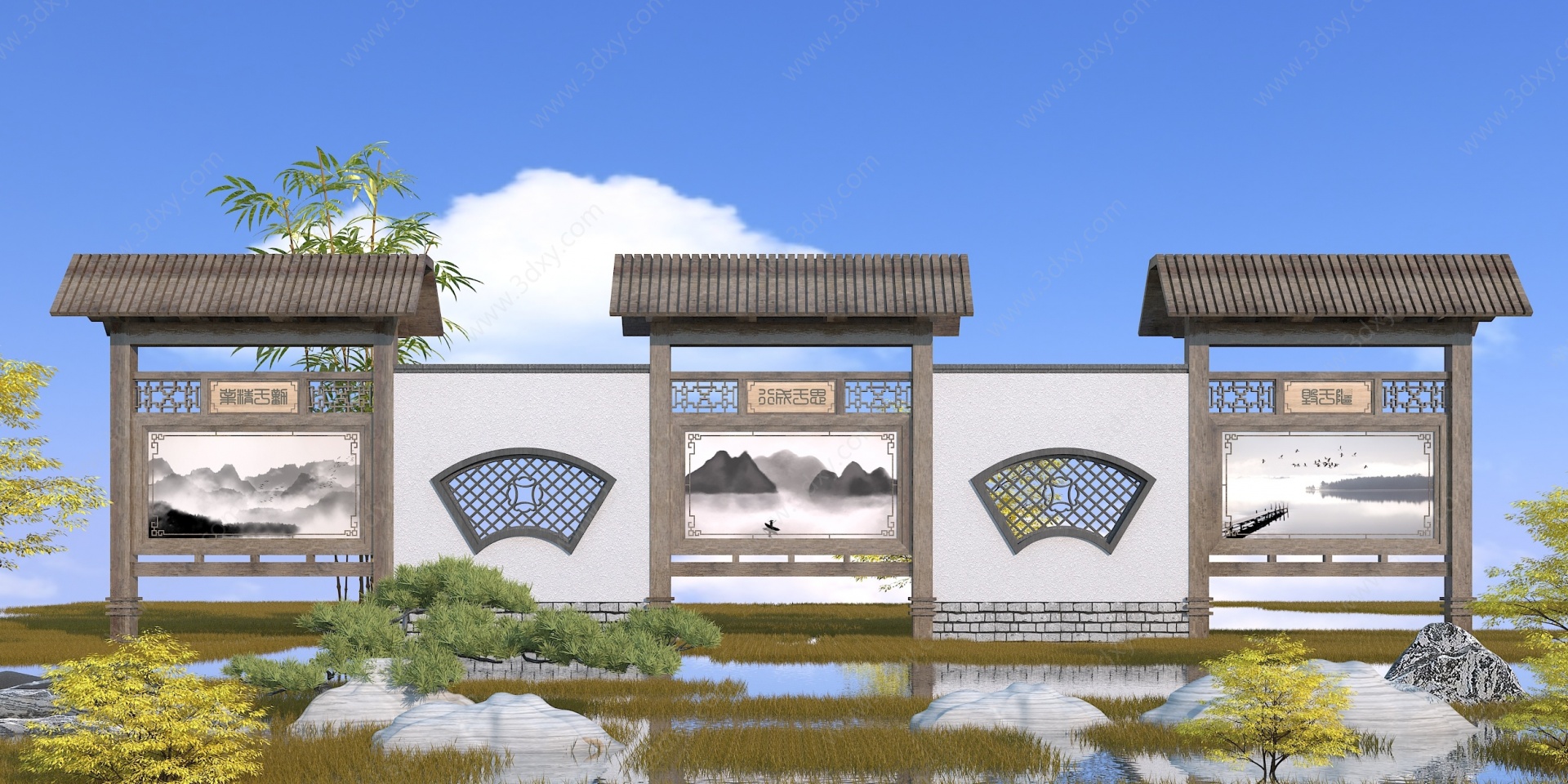 中式文化长廊3D模型