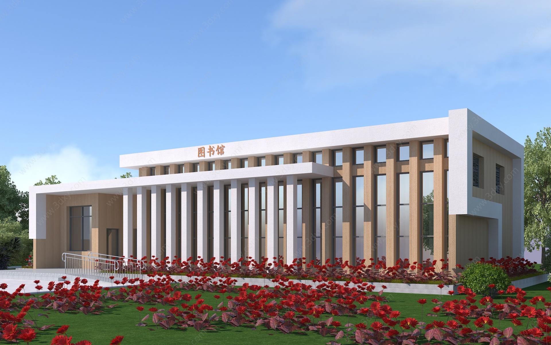 现代建筑图书馆3D模型
