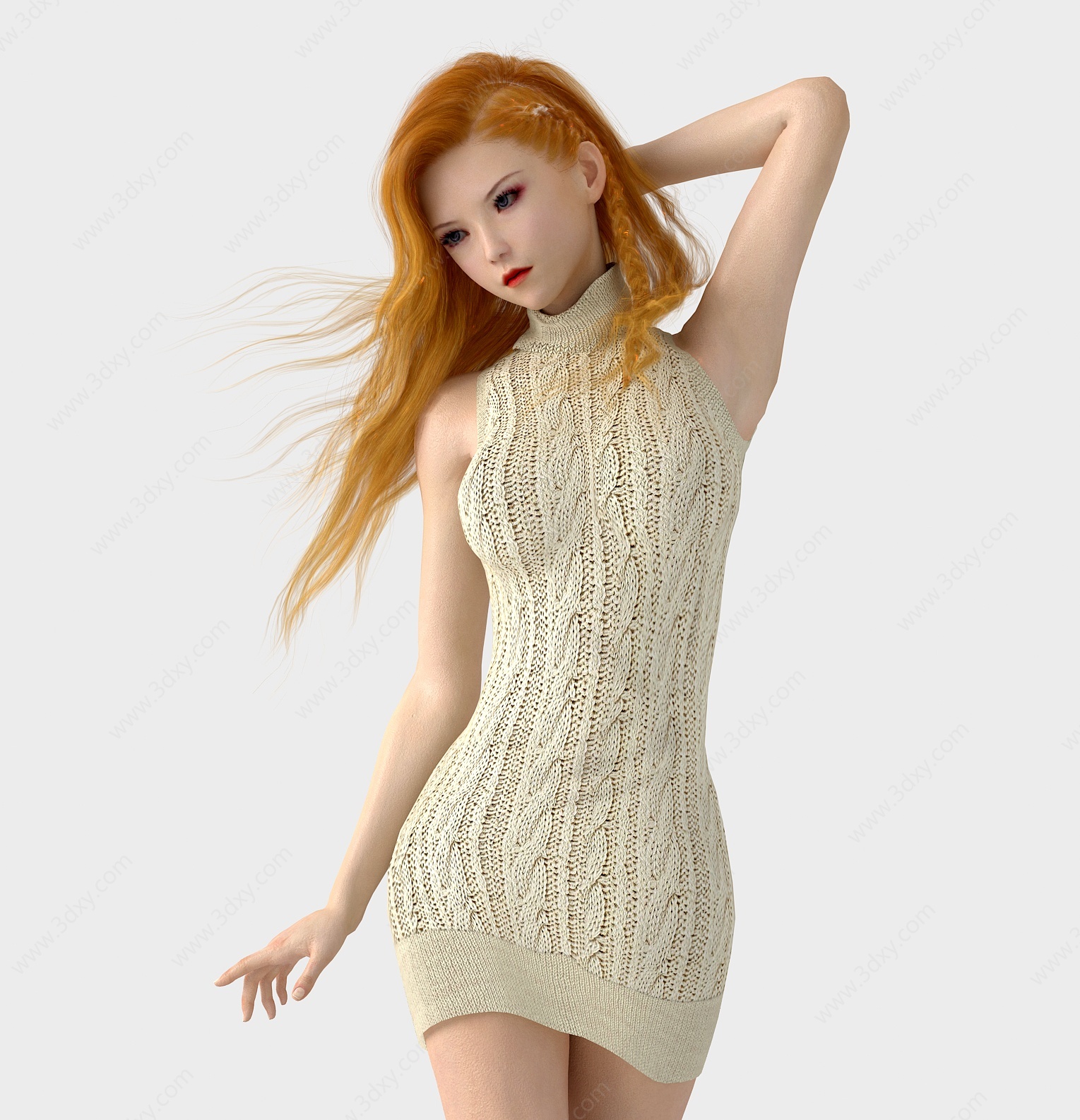 现代时尚金发美女3D模型